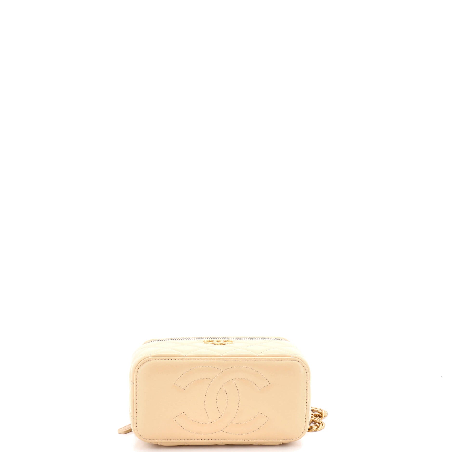 All Slide Long Vanity Case with Chain Quilted Lambskin Small