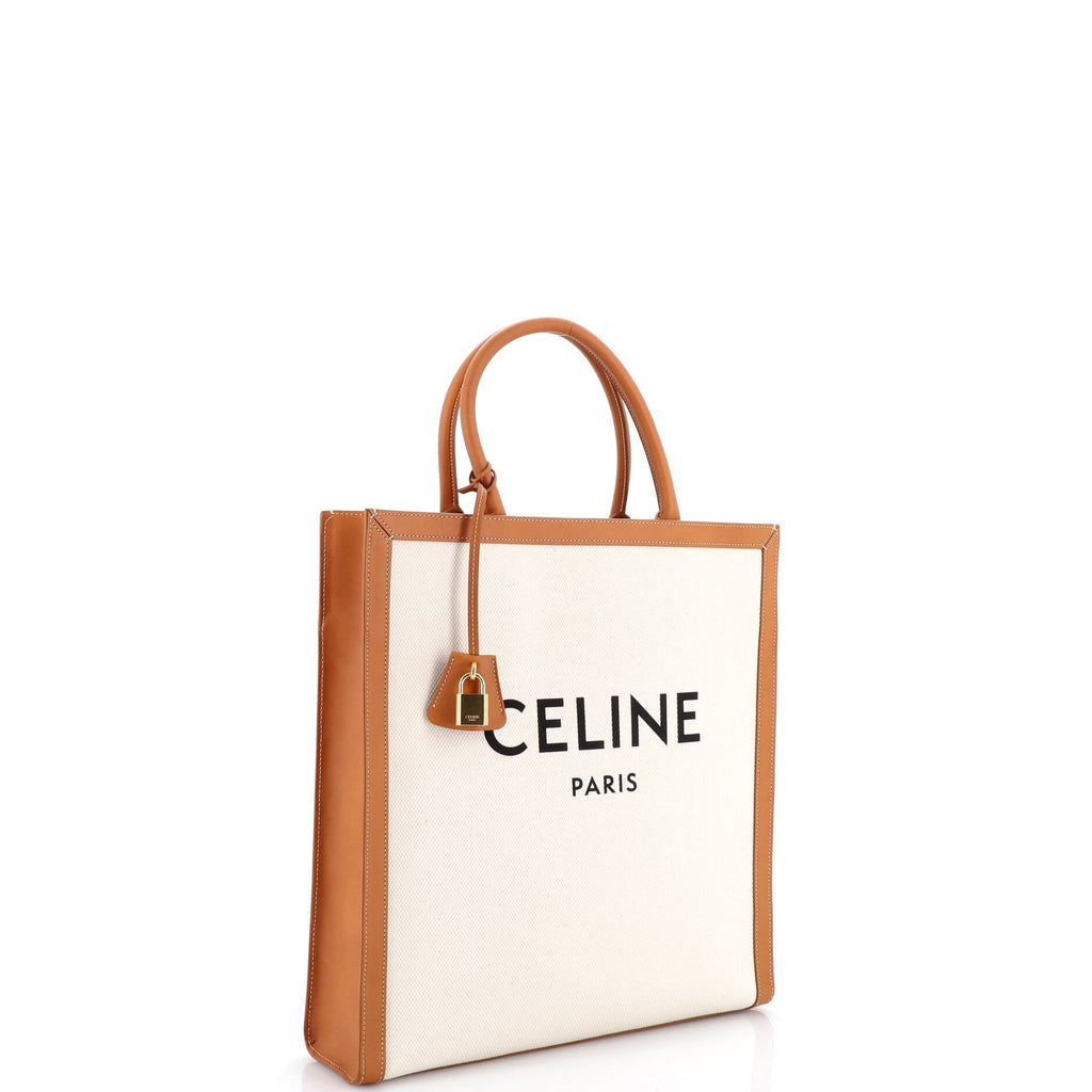Vertical Cabas Tote Canvas with Leather Large