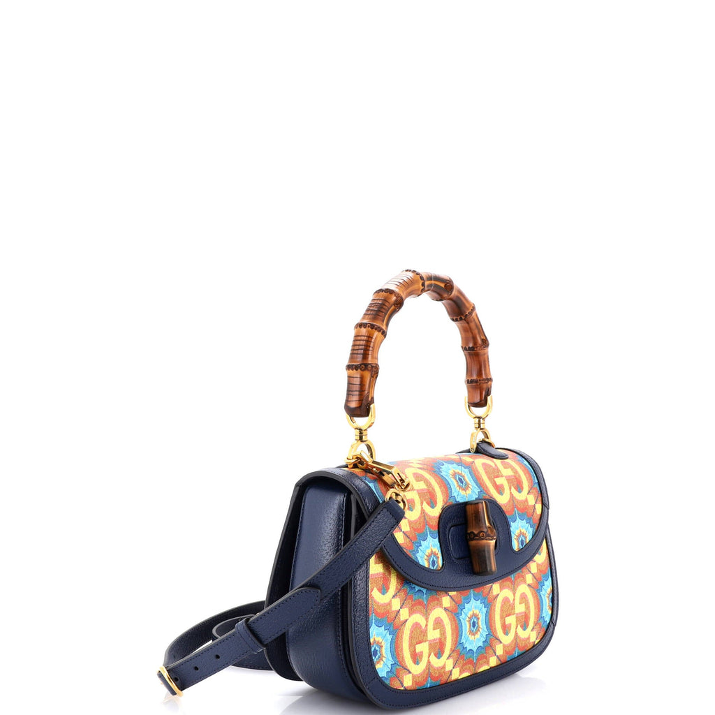 Bamboo 1947 Top Handle Bag Kaleidoscope Print GG Coated Canvas Medium