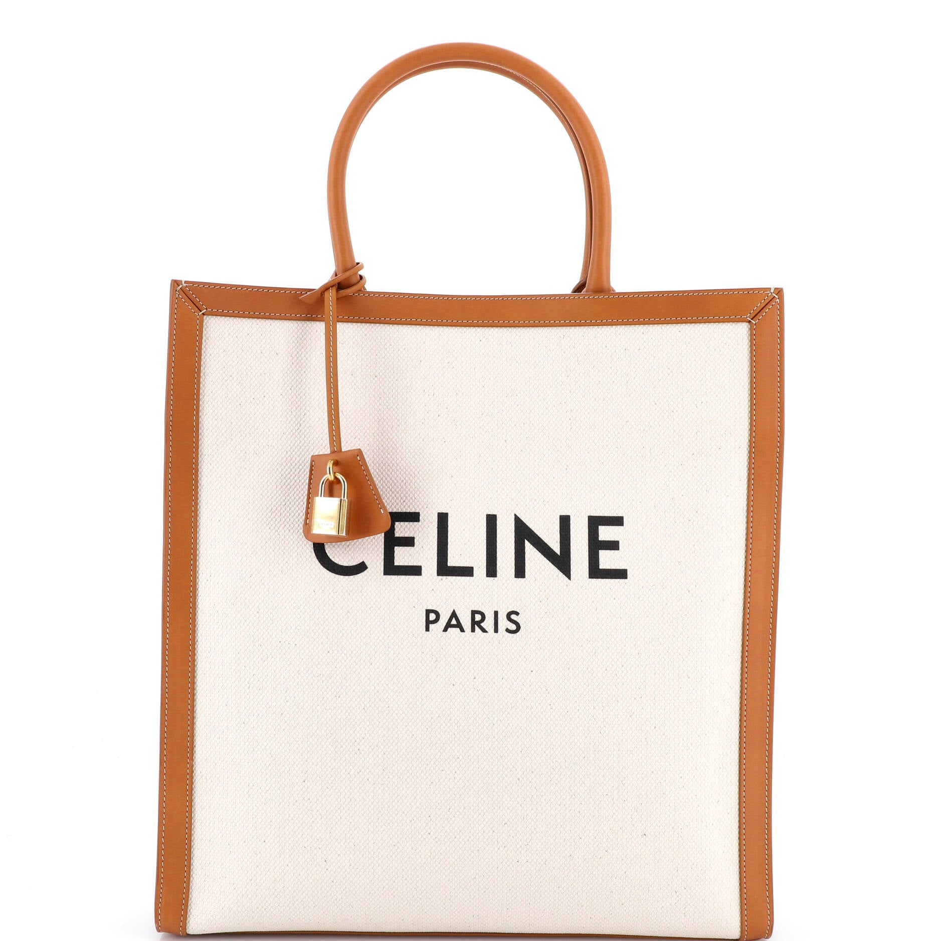 Vertical Cabas Tote Canvas with Leather Large