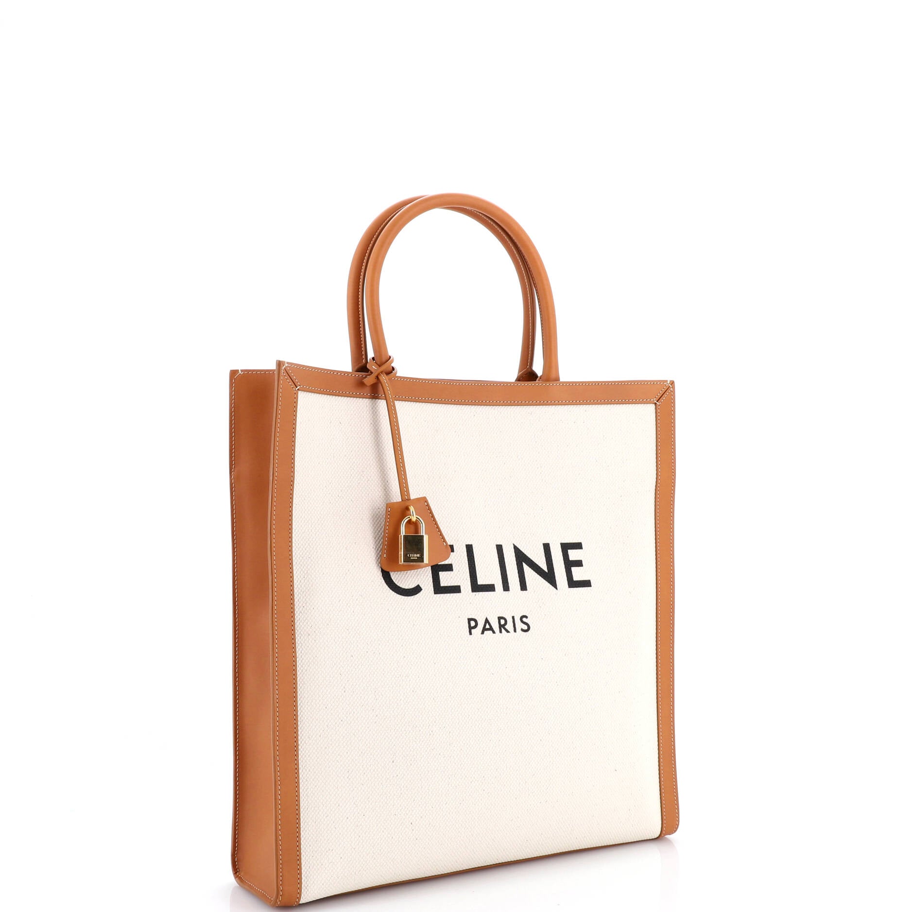 Vertical Cabas Tote Canvas with Leather Large