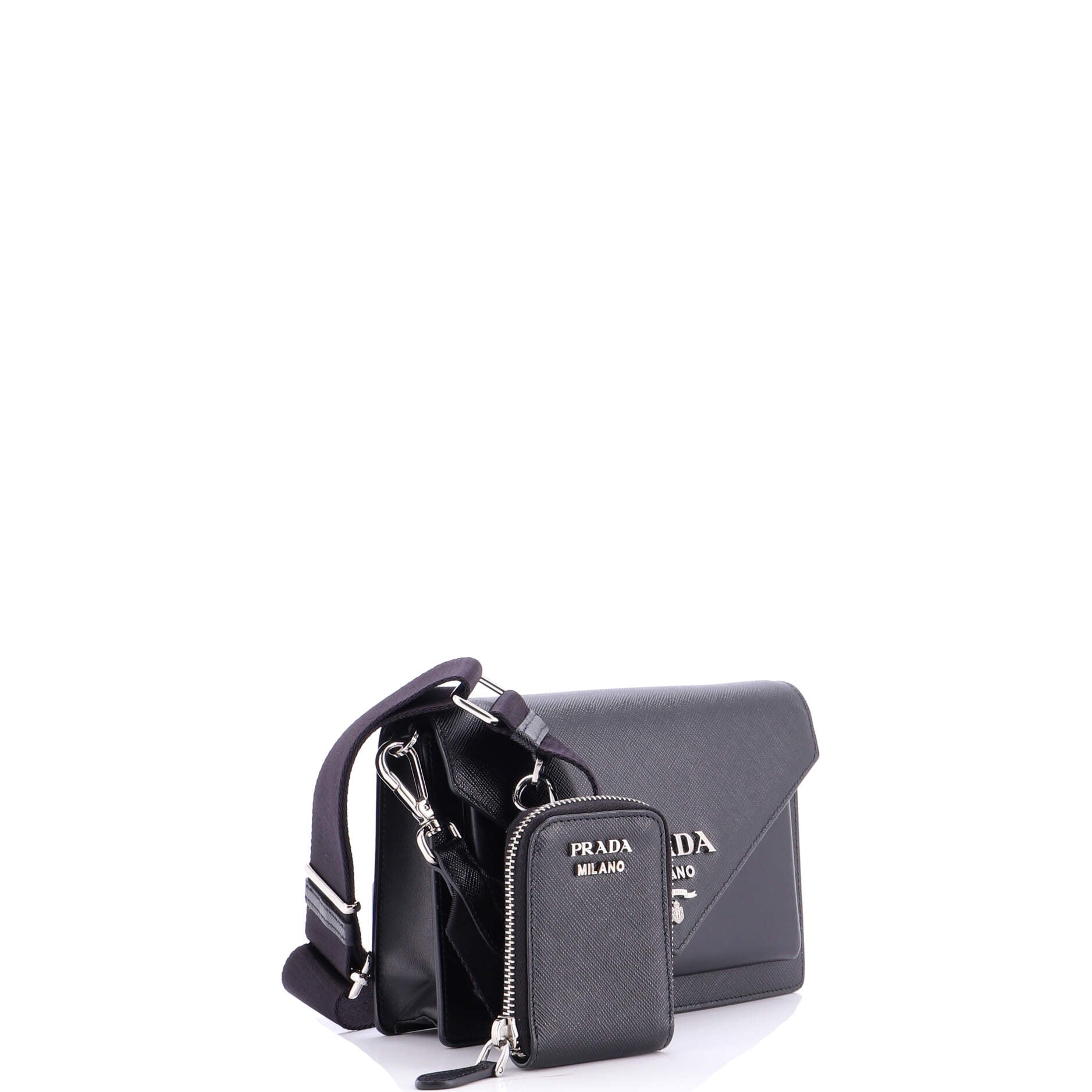Envelope Flap Bag with Nylon Strap Saffiano with City Calf Mini