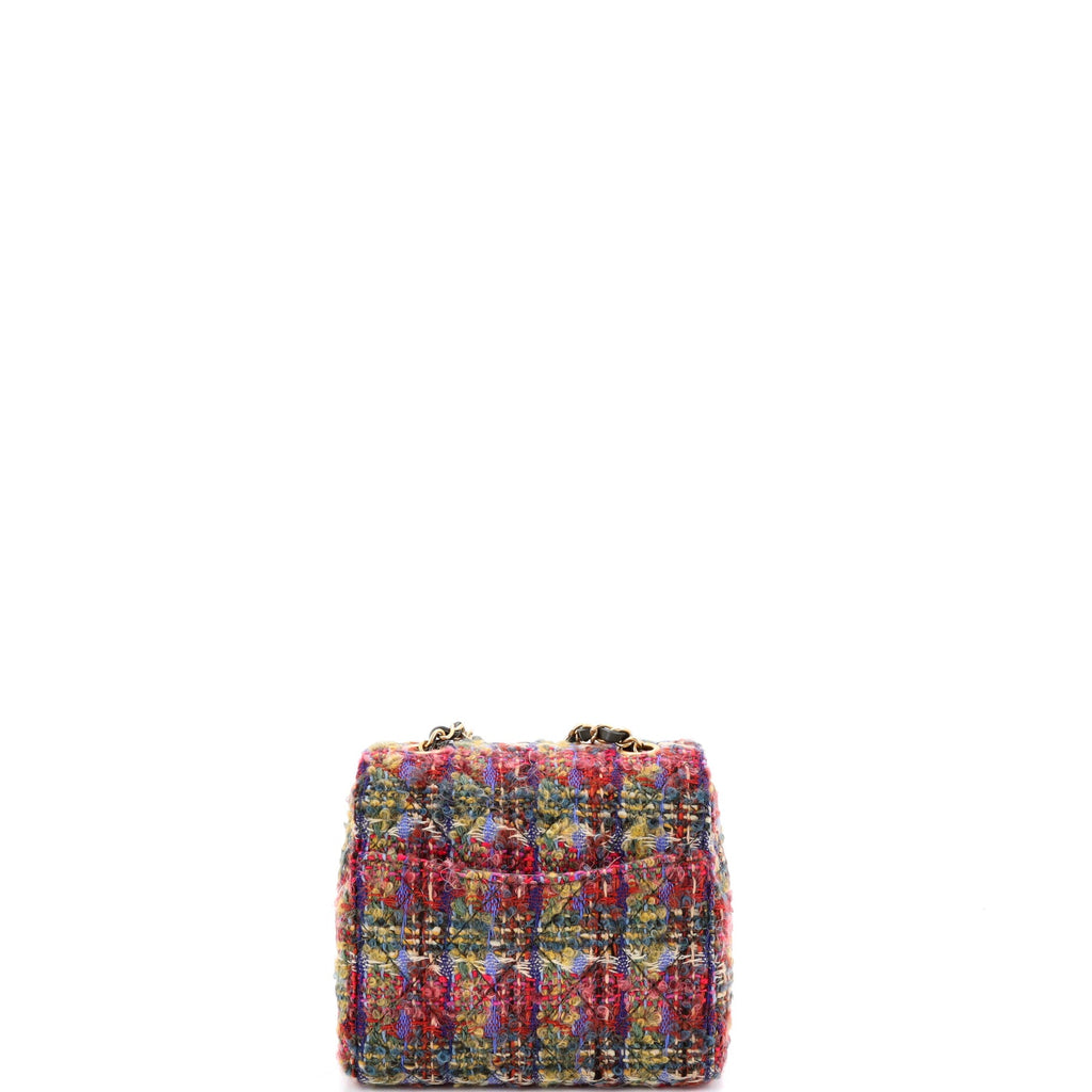 Square Classic Single Flap Bag Quilted Tweed Mini