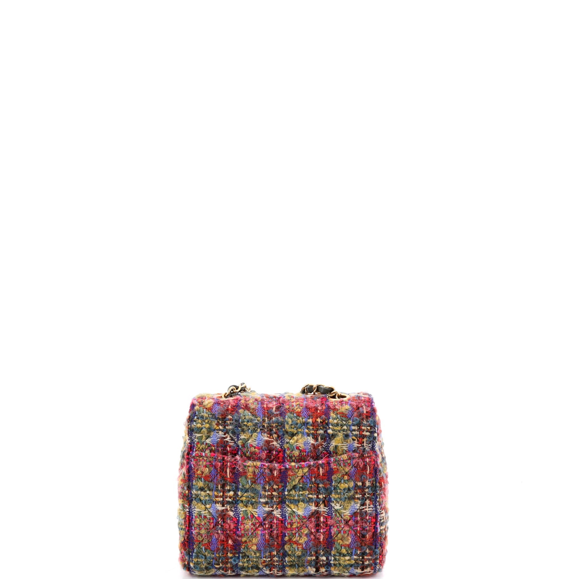 Square Classic Single Flap Bag Quilted Tweed Mini
