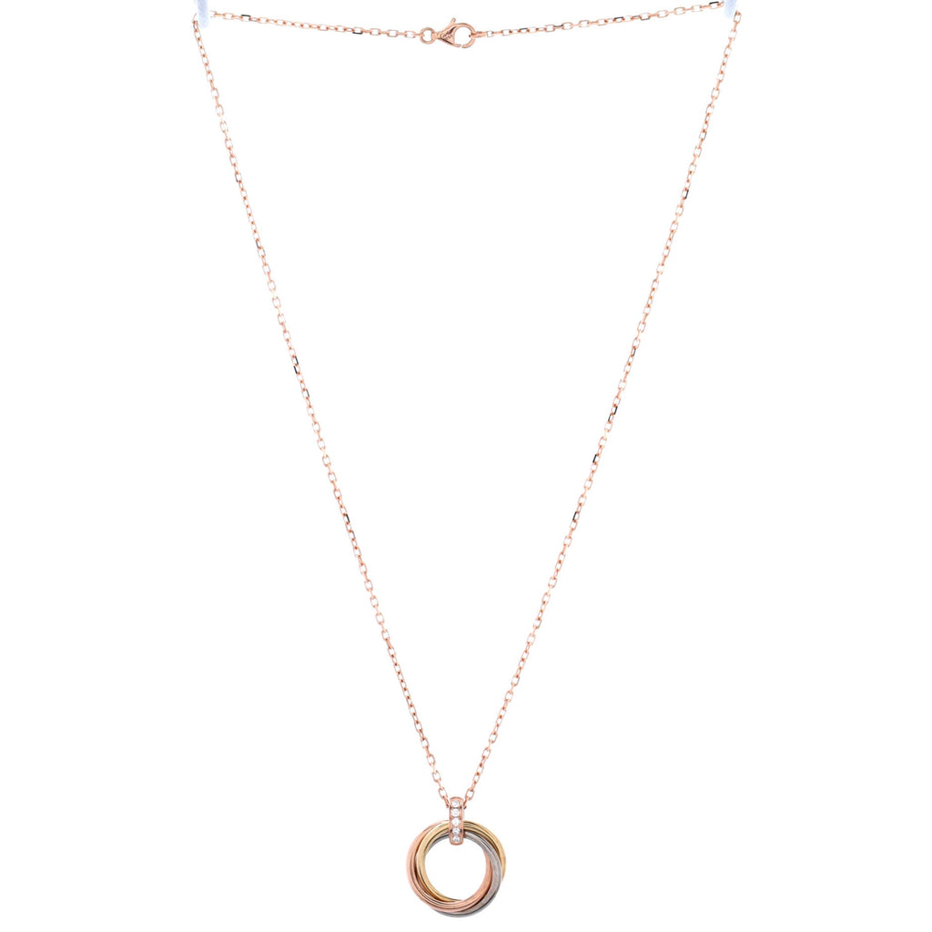 Trinity Pendant Necklace 18K Tricolor Gold and Diamonds