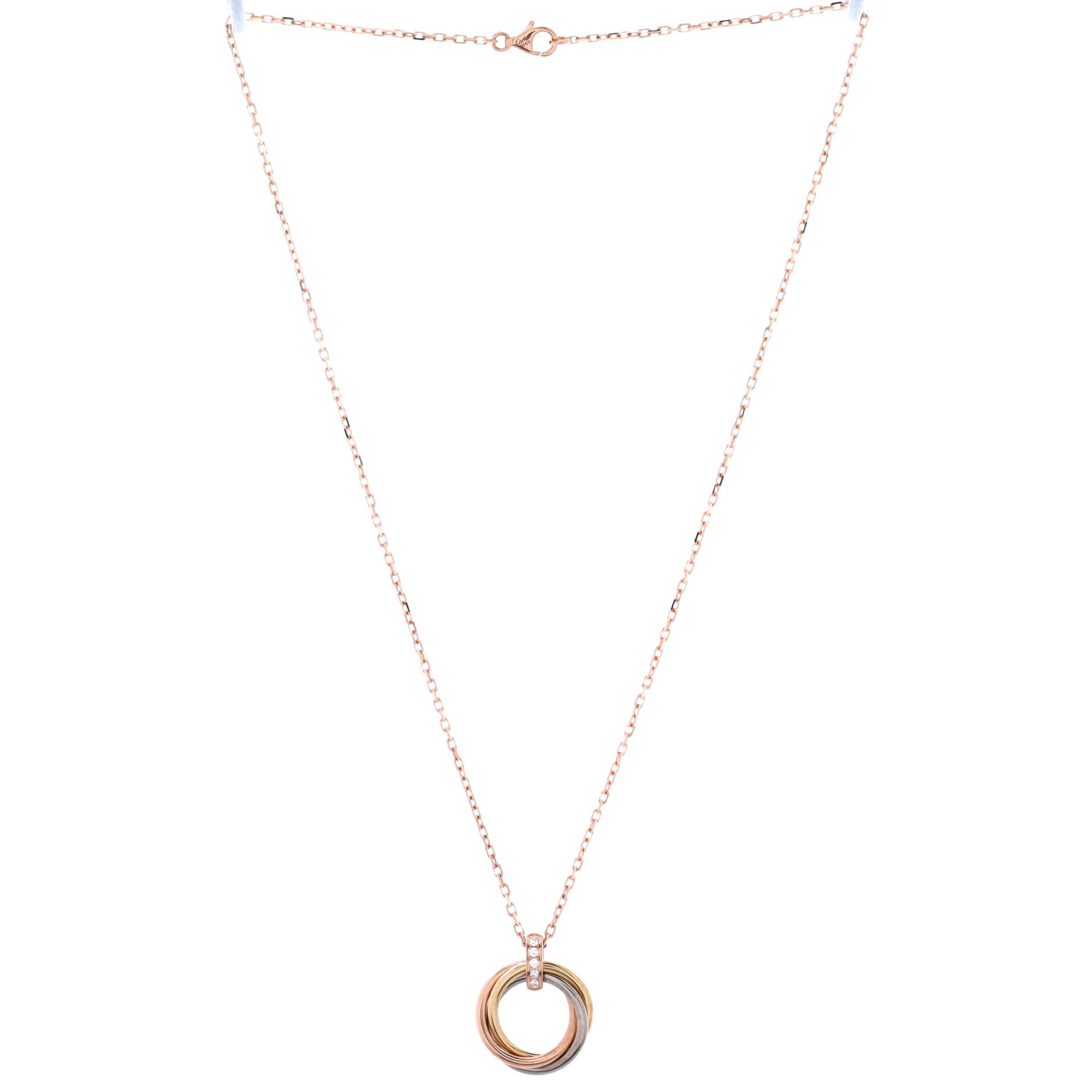 Trinity Pendant Necklace 18K Tricolor Gold and Diamonds