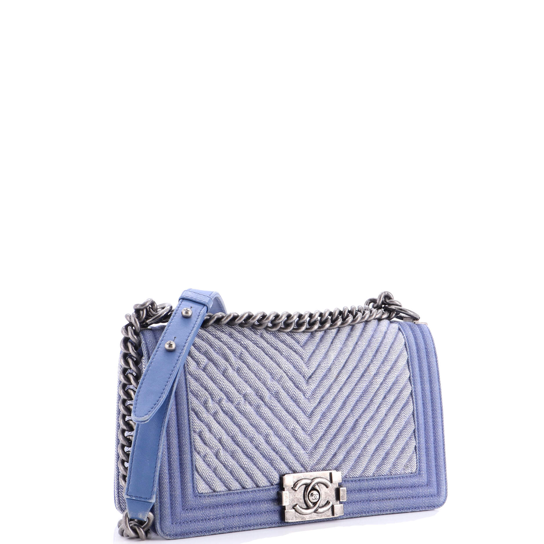 Boy Flap Bag Chevron Denim Old Medium