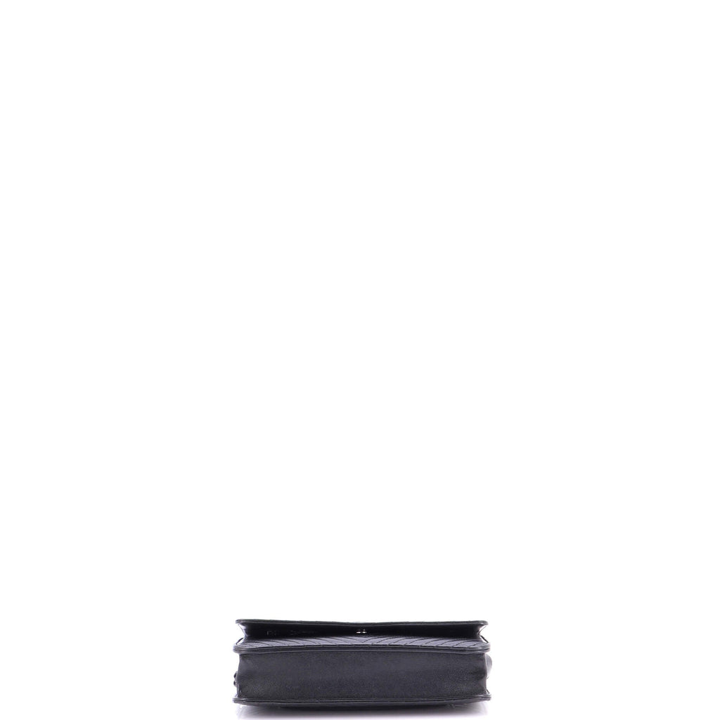 So Black Wallet on Chain Chevron Lambskin