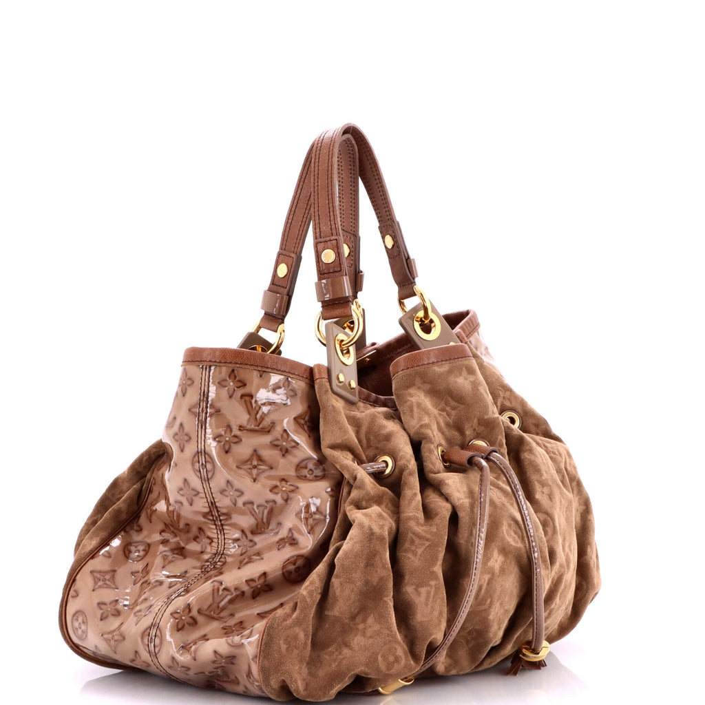 Irene Handbag Monogram Embossed Suede and Patent