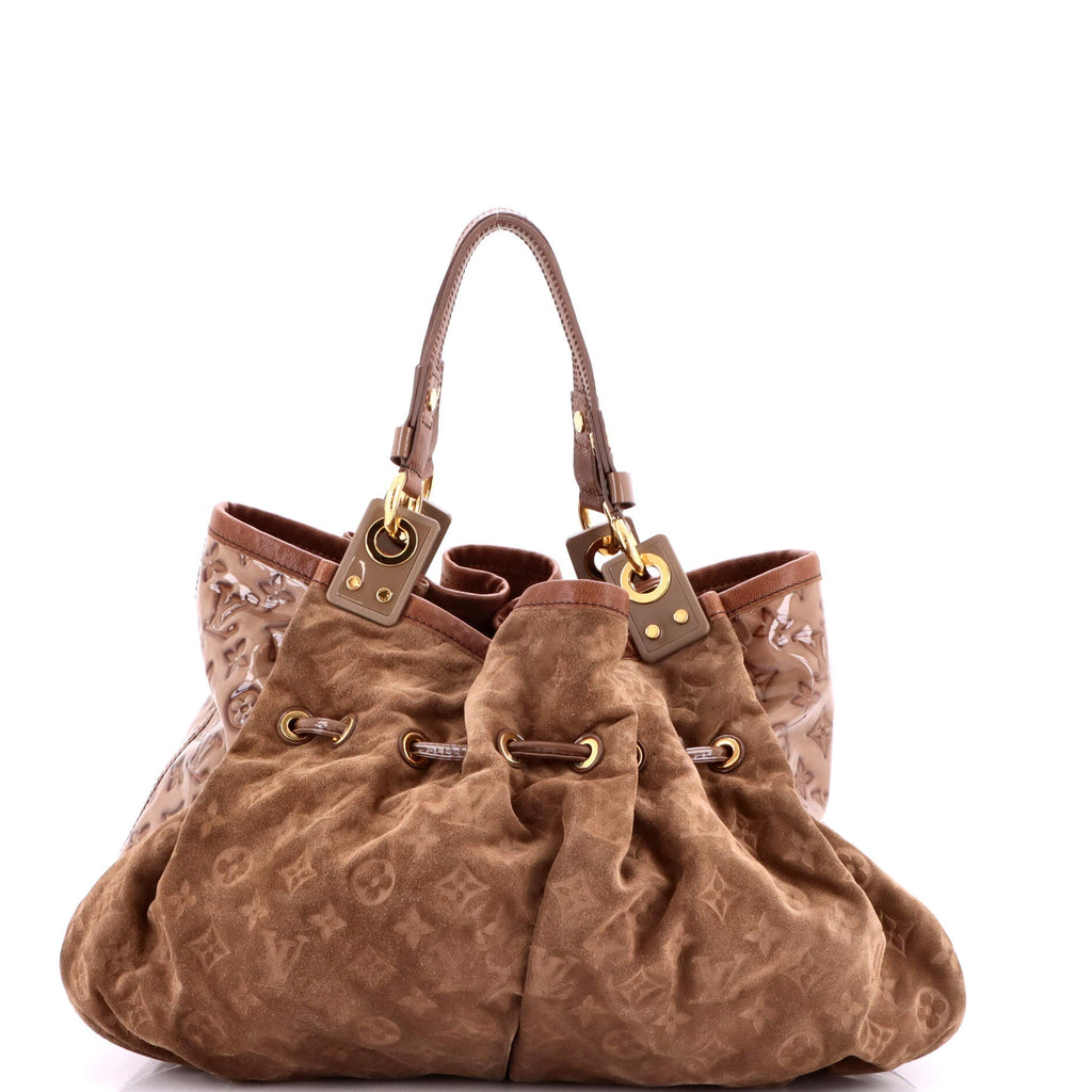 Irene Handbag Monogram Embossed Suede and Patent