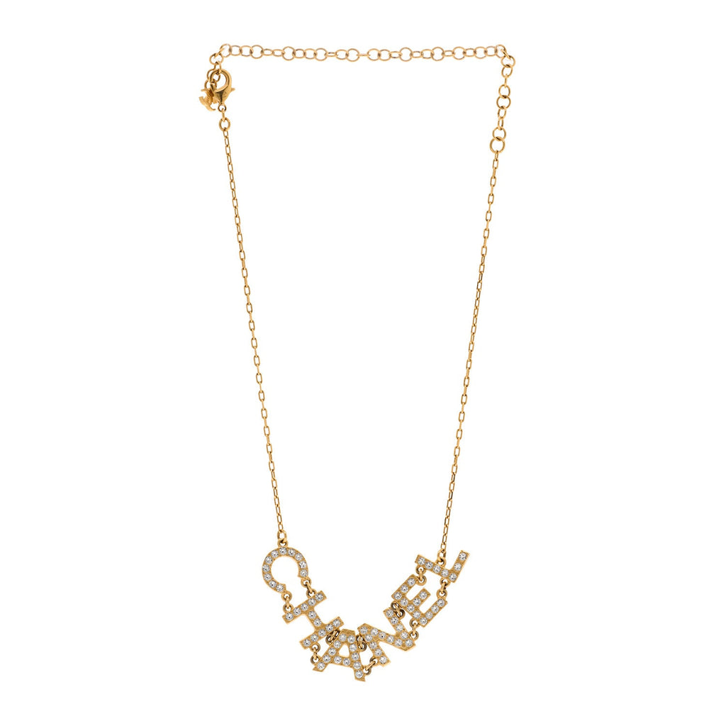 Metal Crystal 90's Icon Logo Necklace Gold