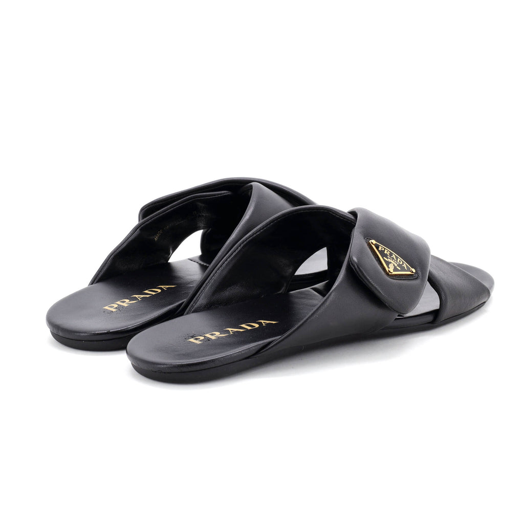 Women's Triangle Criss Cross Padded Sandals Leather