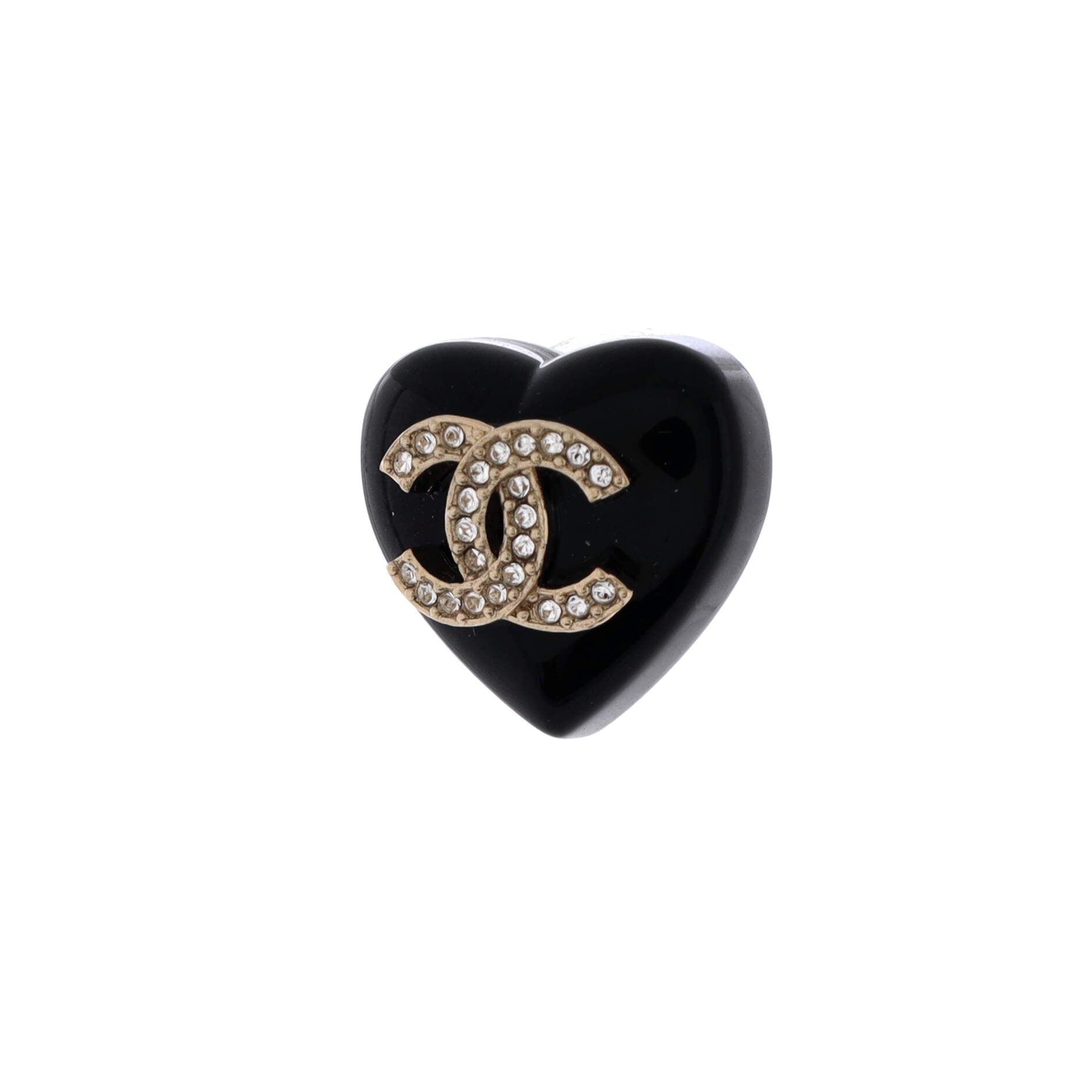 CC Heart Stud Earrings Resin with Crystals