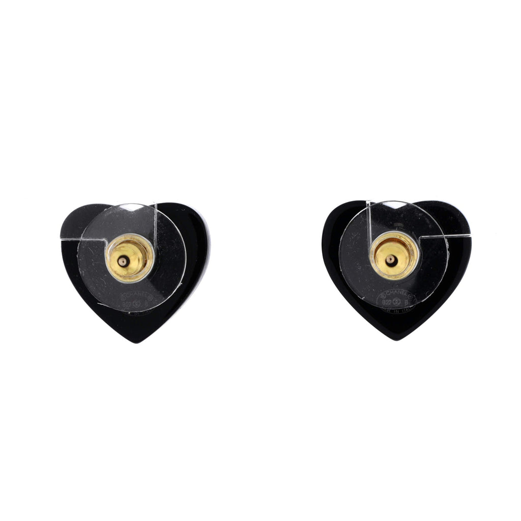 CC Heart Stud Earrings Resin with Crystals