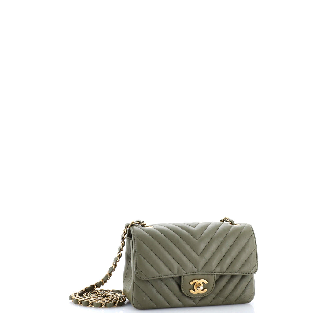 Classic Single Flap Bag Chevron Iridescent Crumpled Calfskin Mini