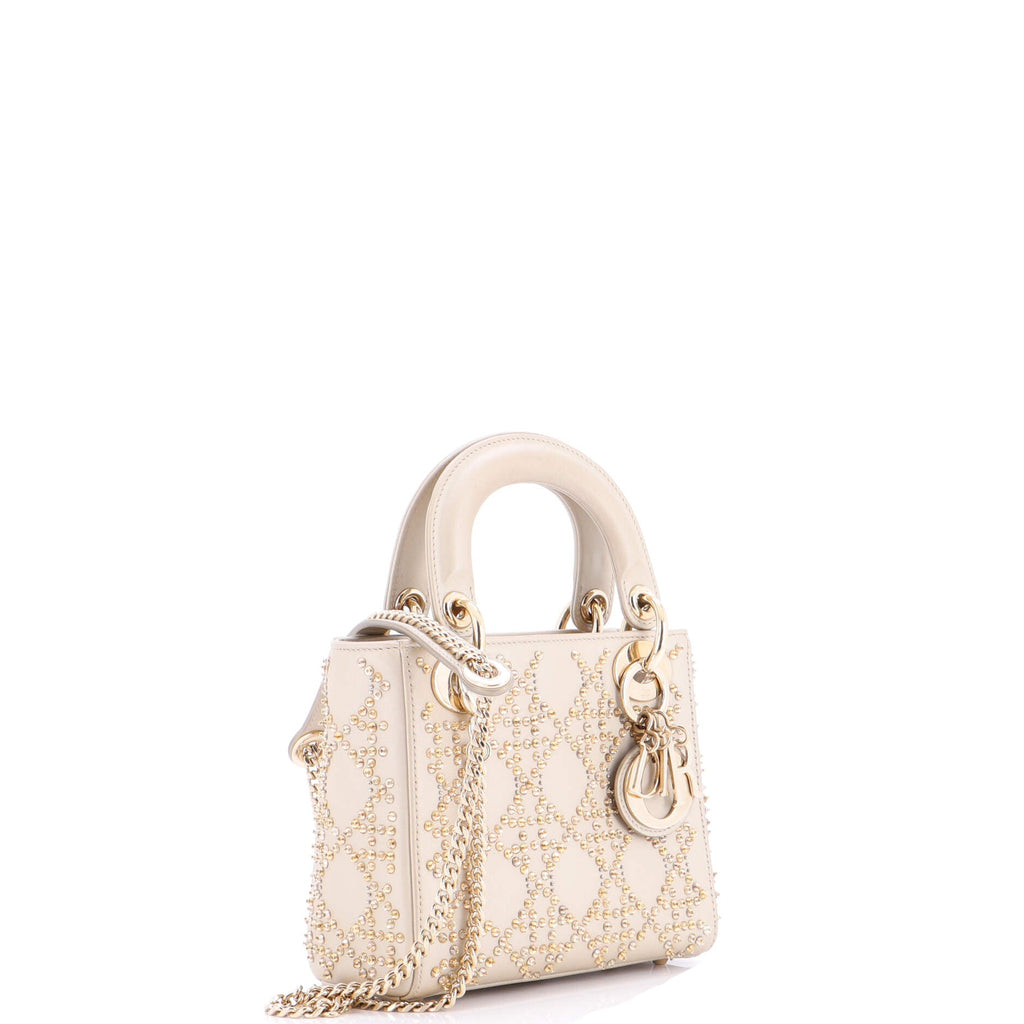 Lady Dior Chain Bag Crystal Embellished Cannage Quilt Leather Mini