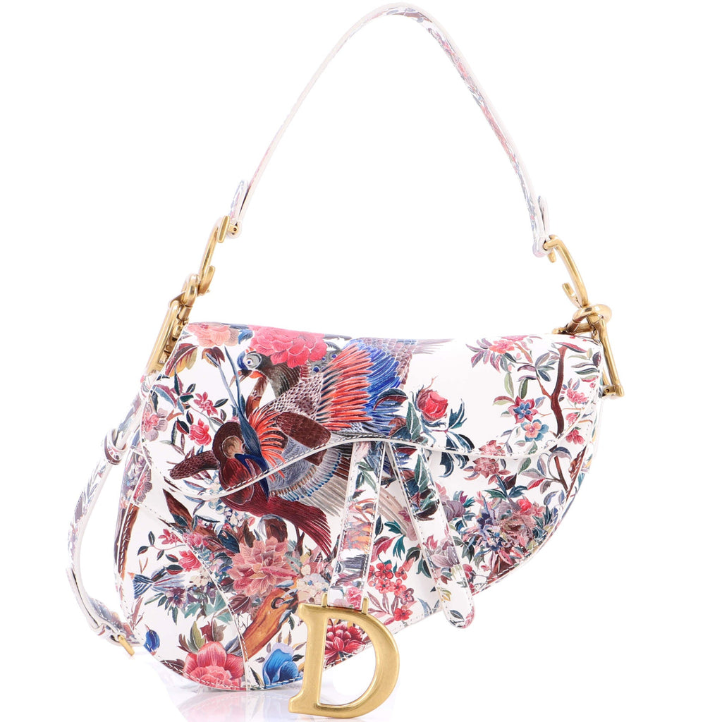 Saddle Handbag with Strap Hand Painted Leather Medium