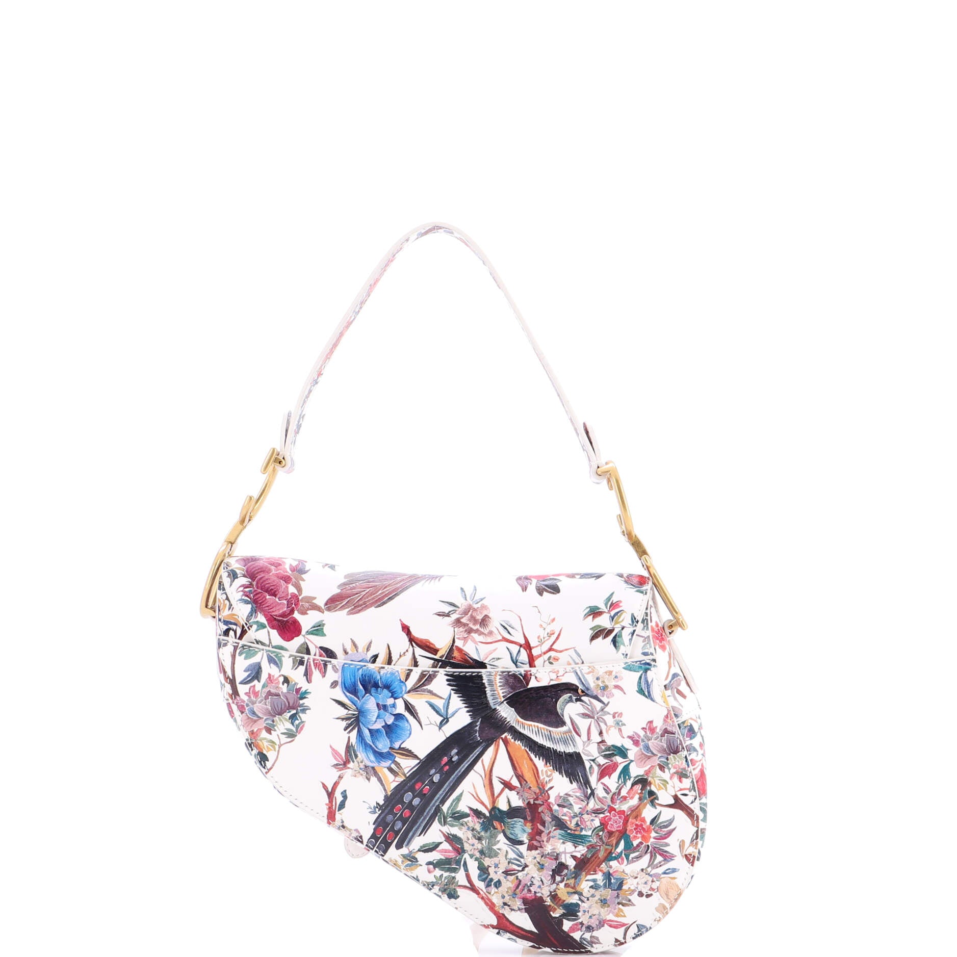 Saddle Handbag with Strap Hand Painted Leather Medium