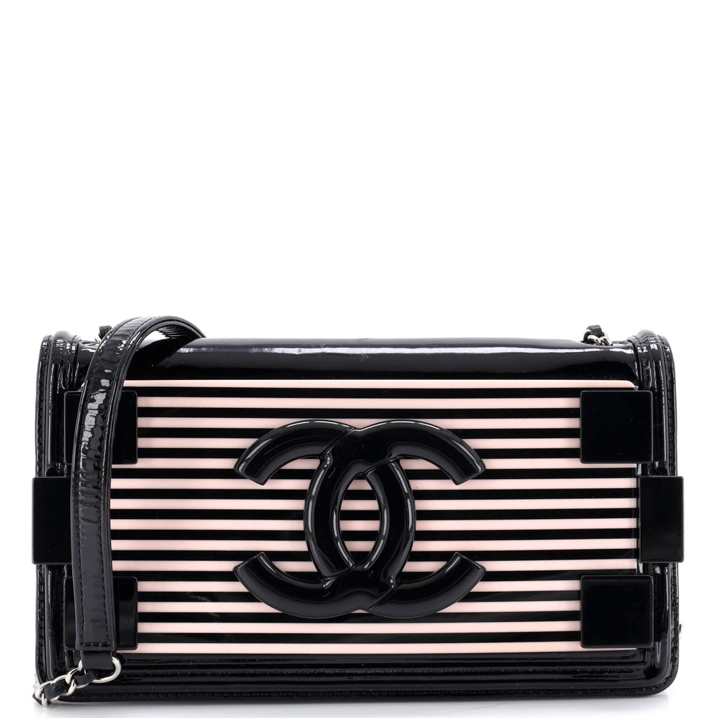 Boy Brick Flap Bag Striped Patent and Plexiglass Horizontal