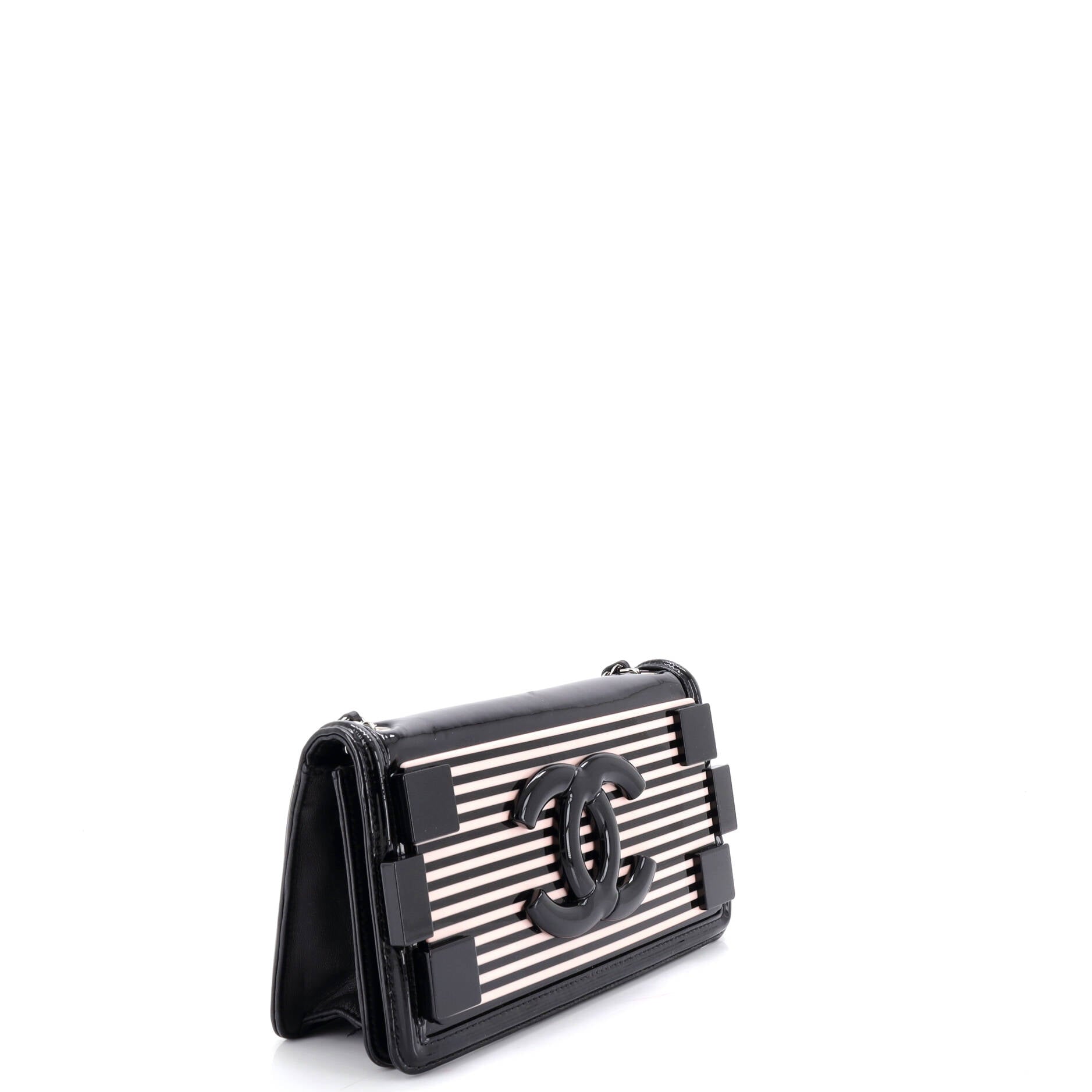 Boy Brick Flap Bag Striped Patent and Plexiglass Horizontal