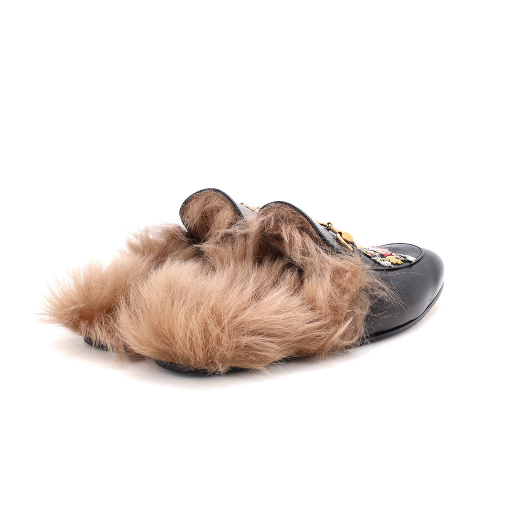 Men's Princetown Mules Embroidered Leather with Fur
