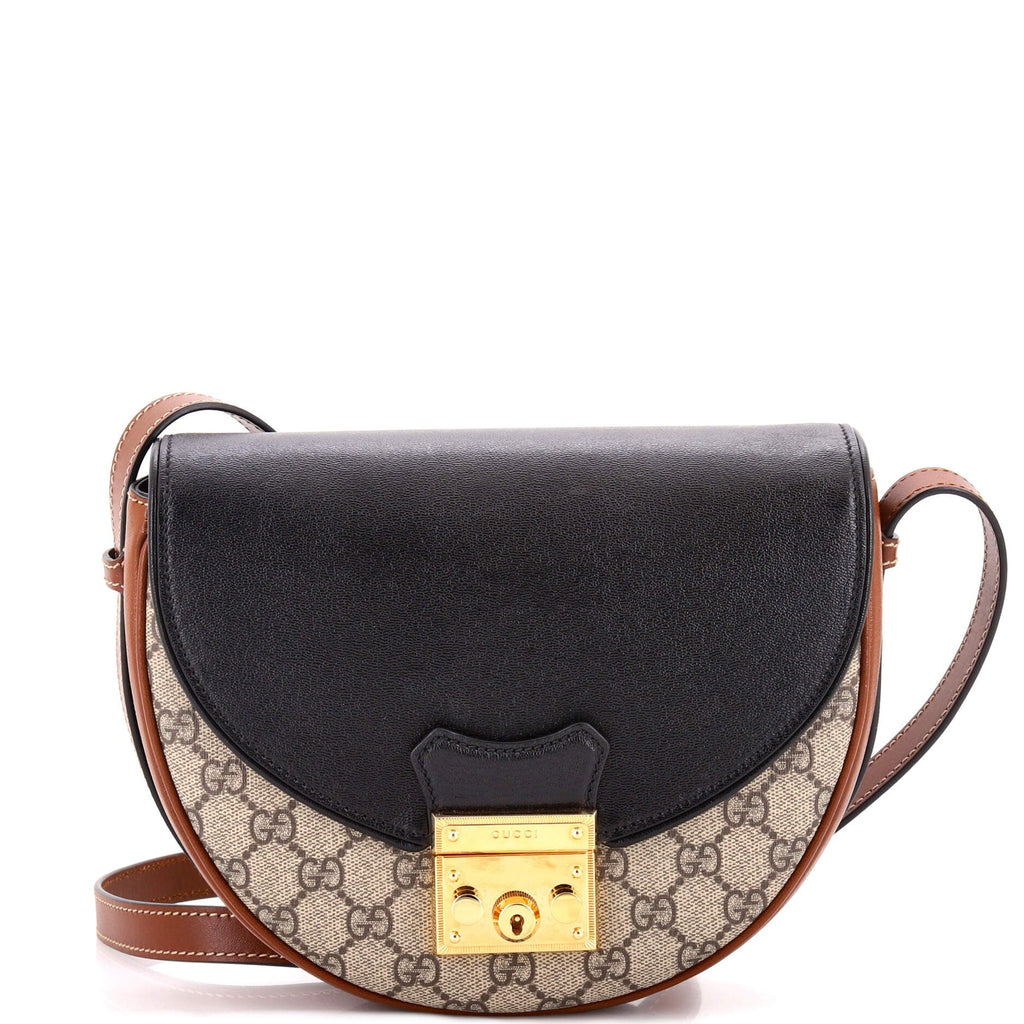 Padlock Saddle Shoulder Bag GG Coated Canvas and Leather Small
