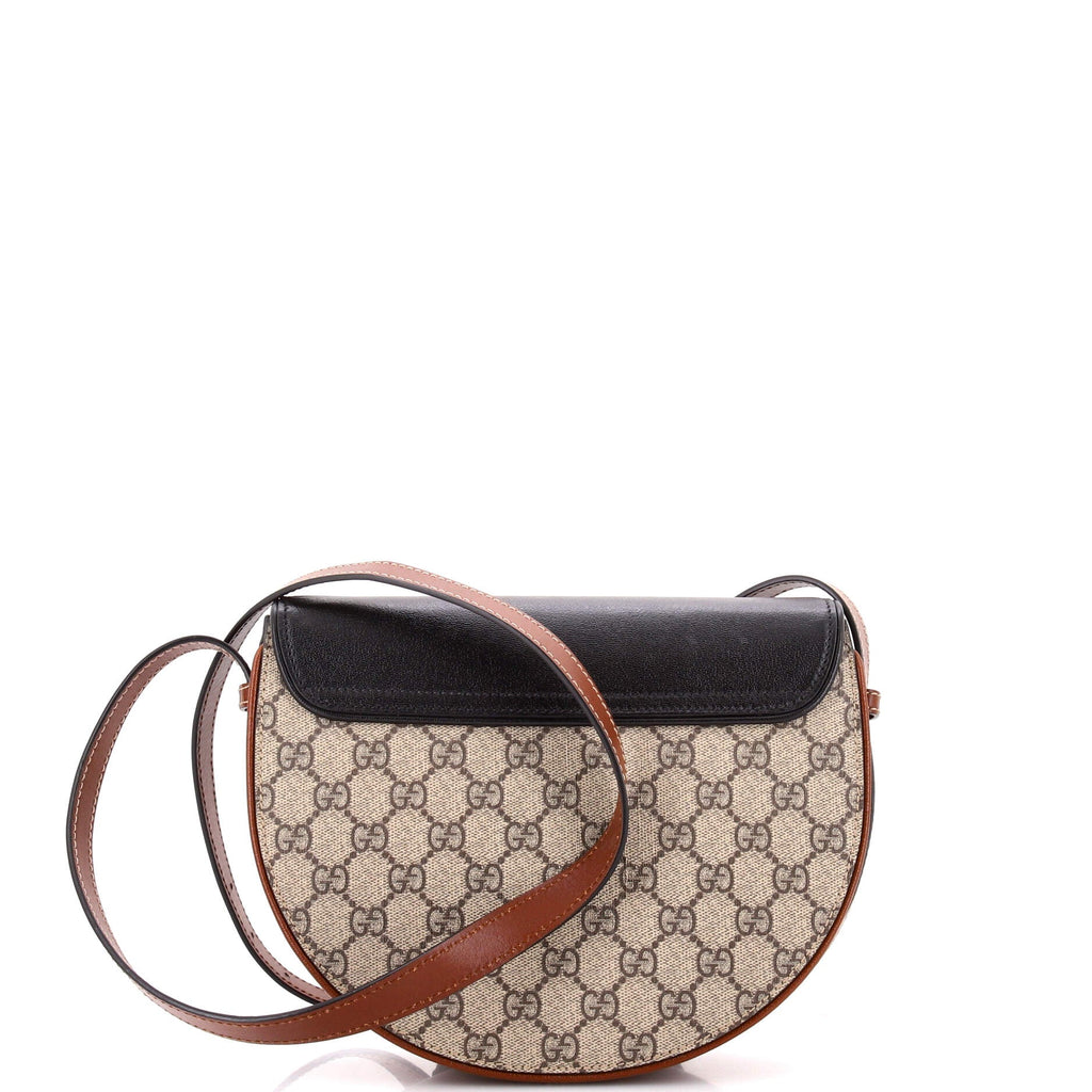 Padlock Saddle Shoulder Bag GG Coated Canvas and Leather Small
