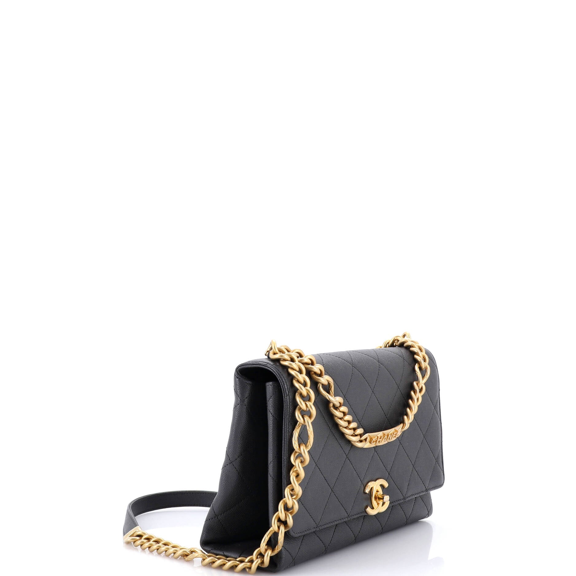 Bracelet On Chain Flap Bag Quilted Caviar Medium