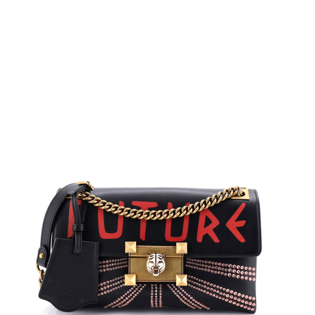 Linea A Shoulder Bag Crystal Embellished Printed Leather
