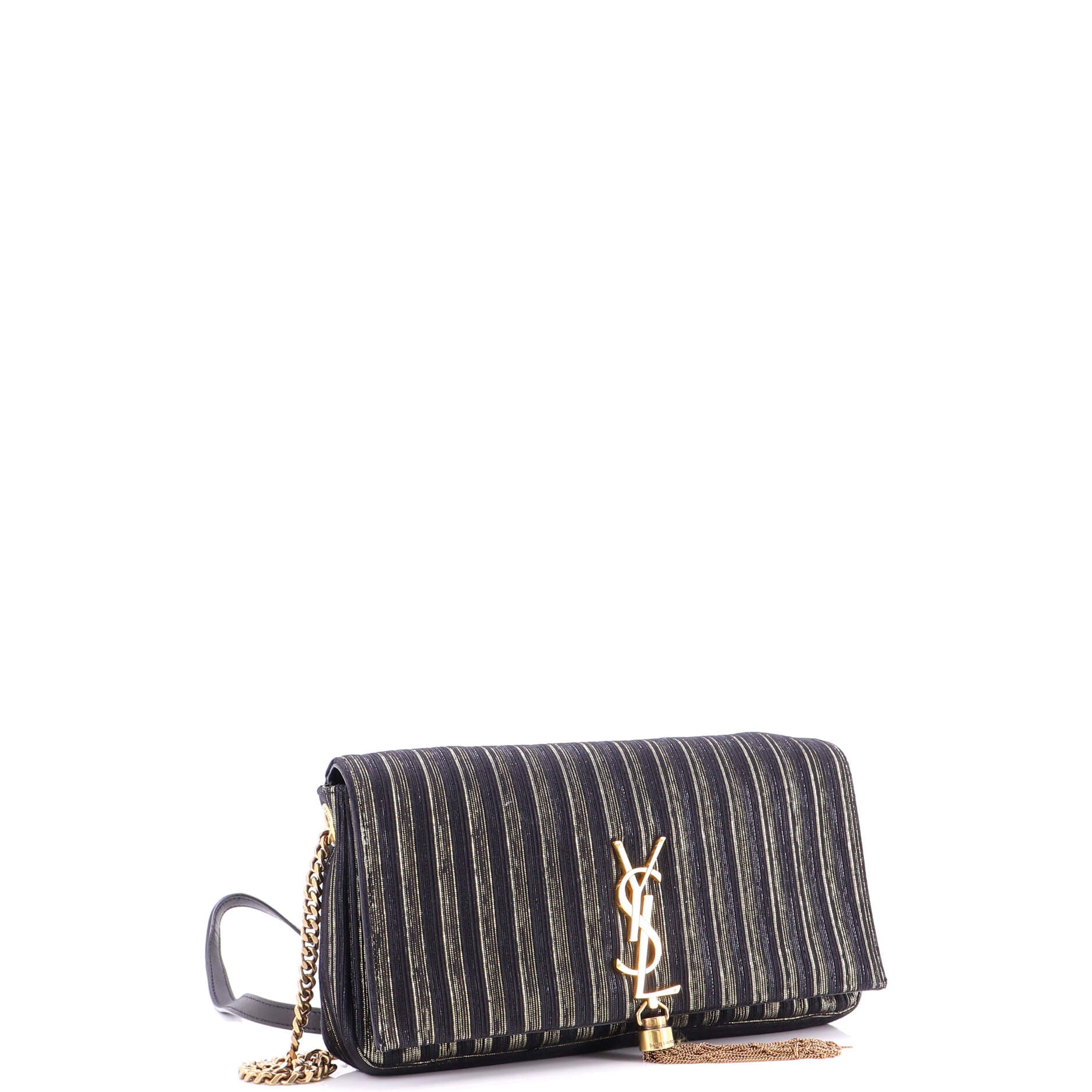 Kate 99 Tassel Flap Bag Striped Metallic Fabric Medium
