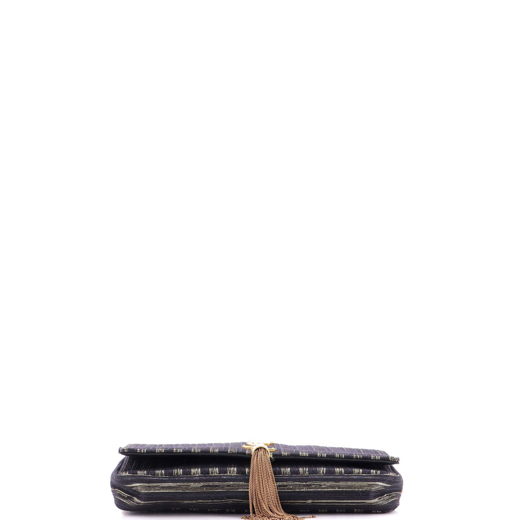 Kate 99 Tassel Flap Bag Striped Metallic Fabric Medium