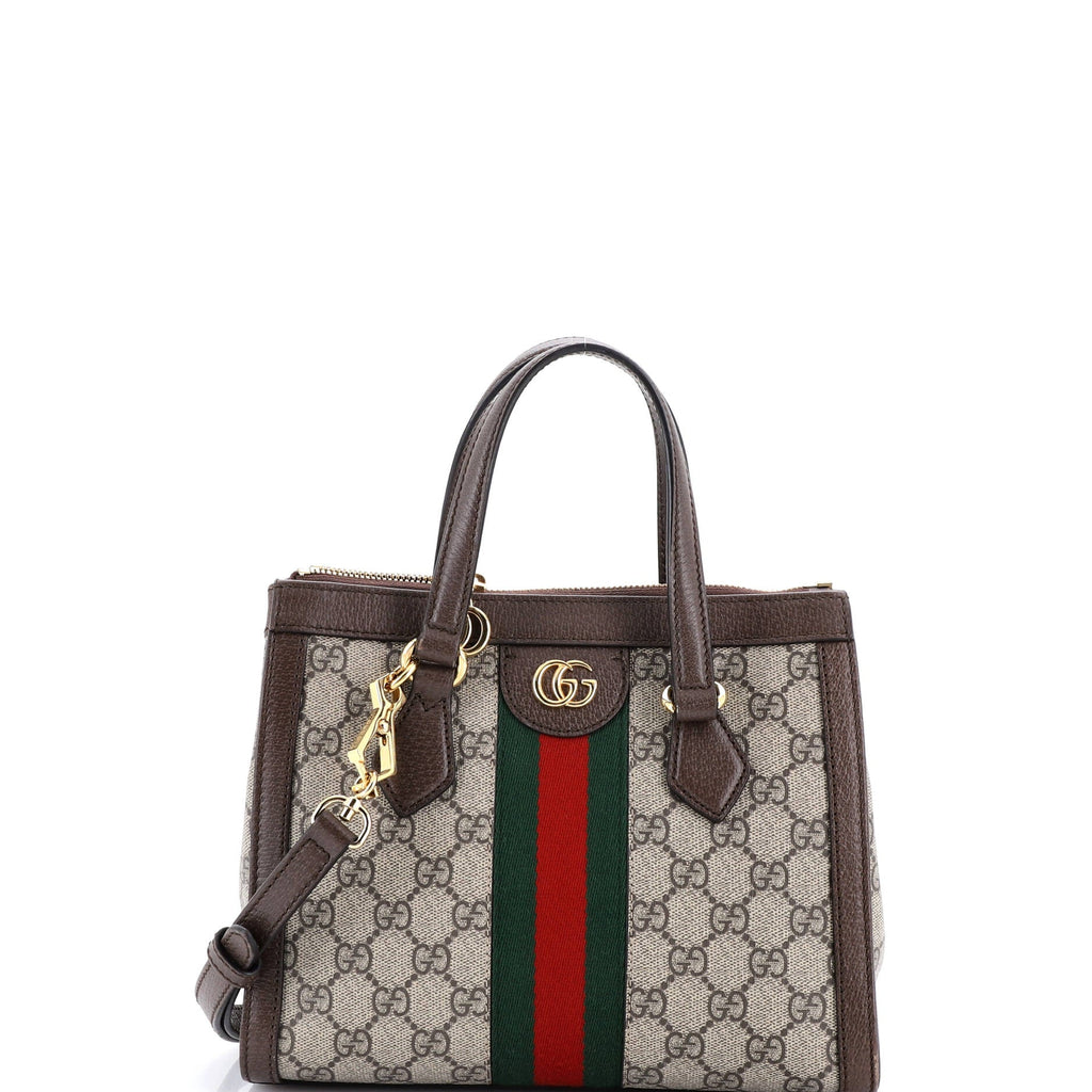 Ophidia Top Handle Tote GG Coated Canvas with Leather Small
