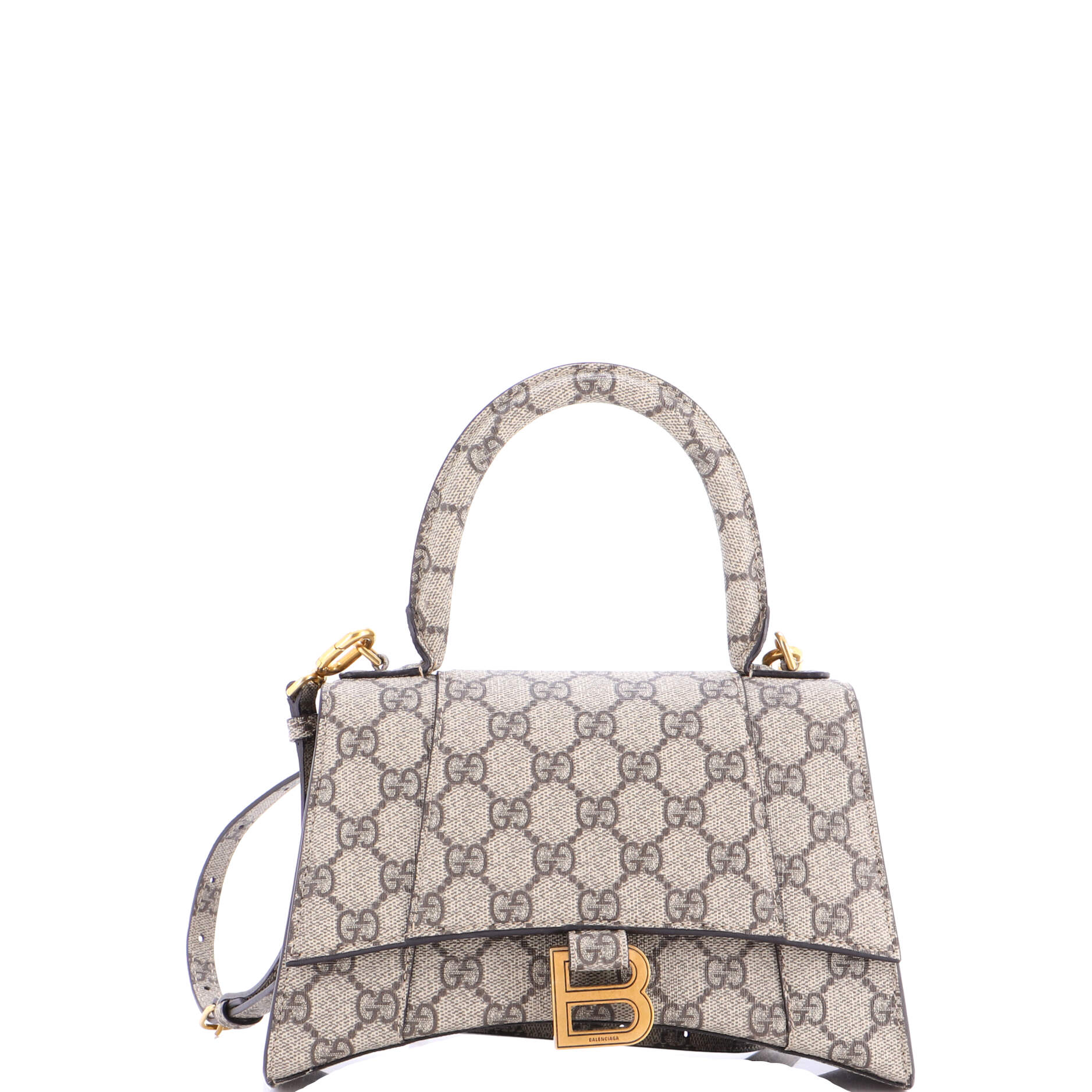 x Balenciaga The Hacker Project Hourglass Top Handle Bag GG Coated Canvas Small