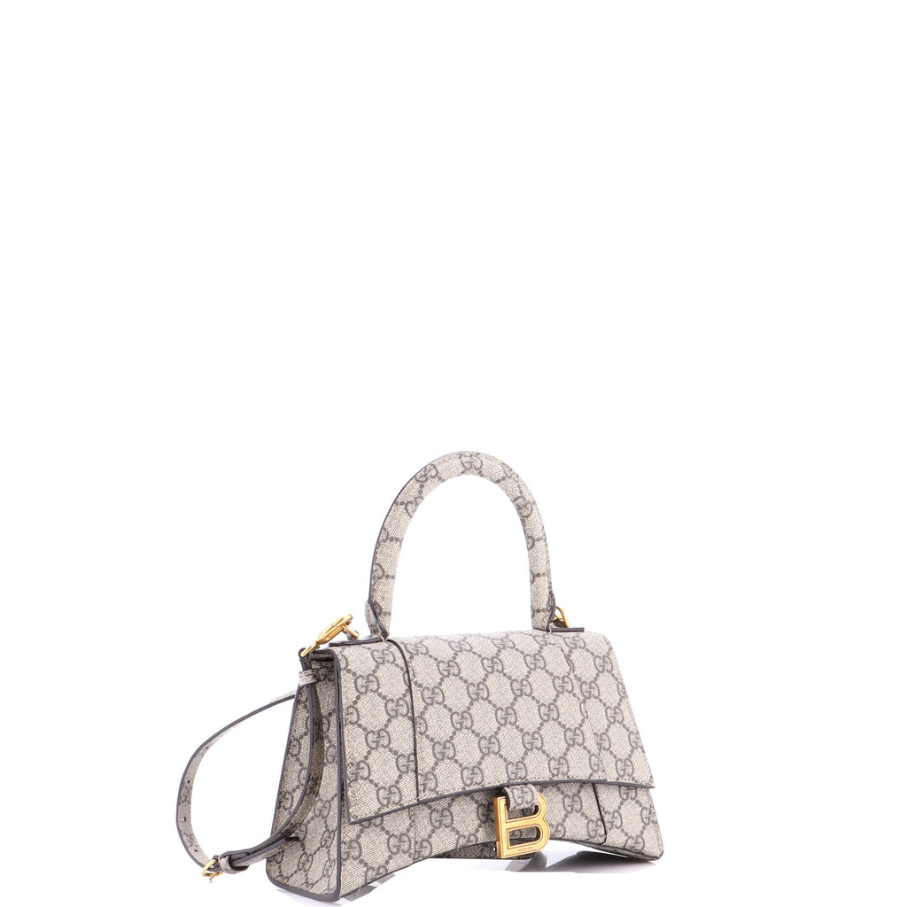 x Balenciaga The Hacker Project Hourglass Top Handle Bag GG Coated Canvas Small