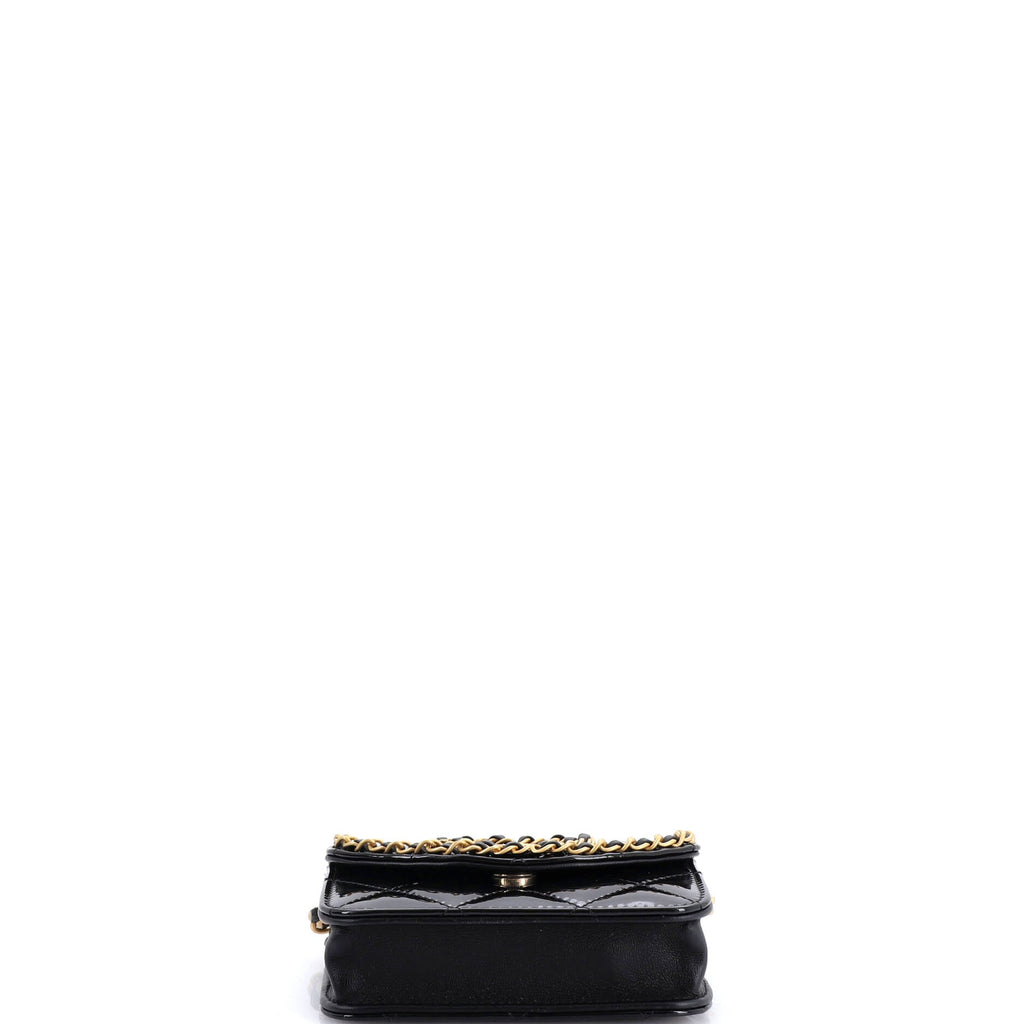 Heart Chain Flap Bag Quilted Patent Mini