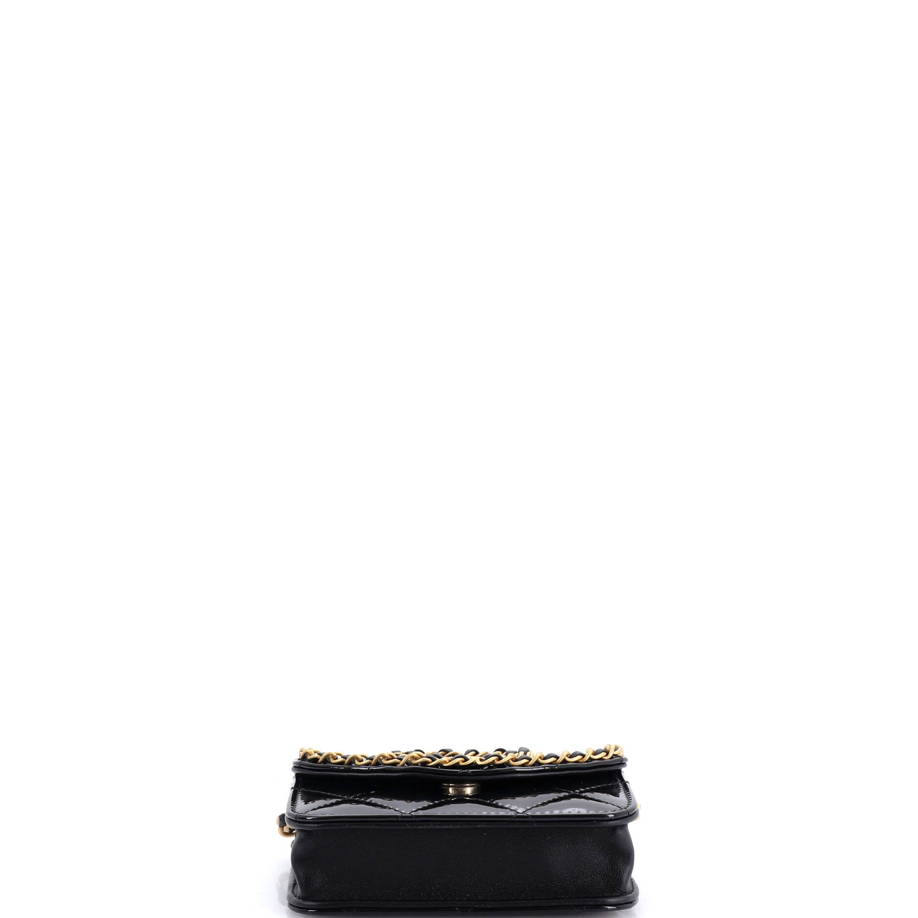 Heart Chain Flap Bag Quilted Patent Mini