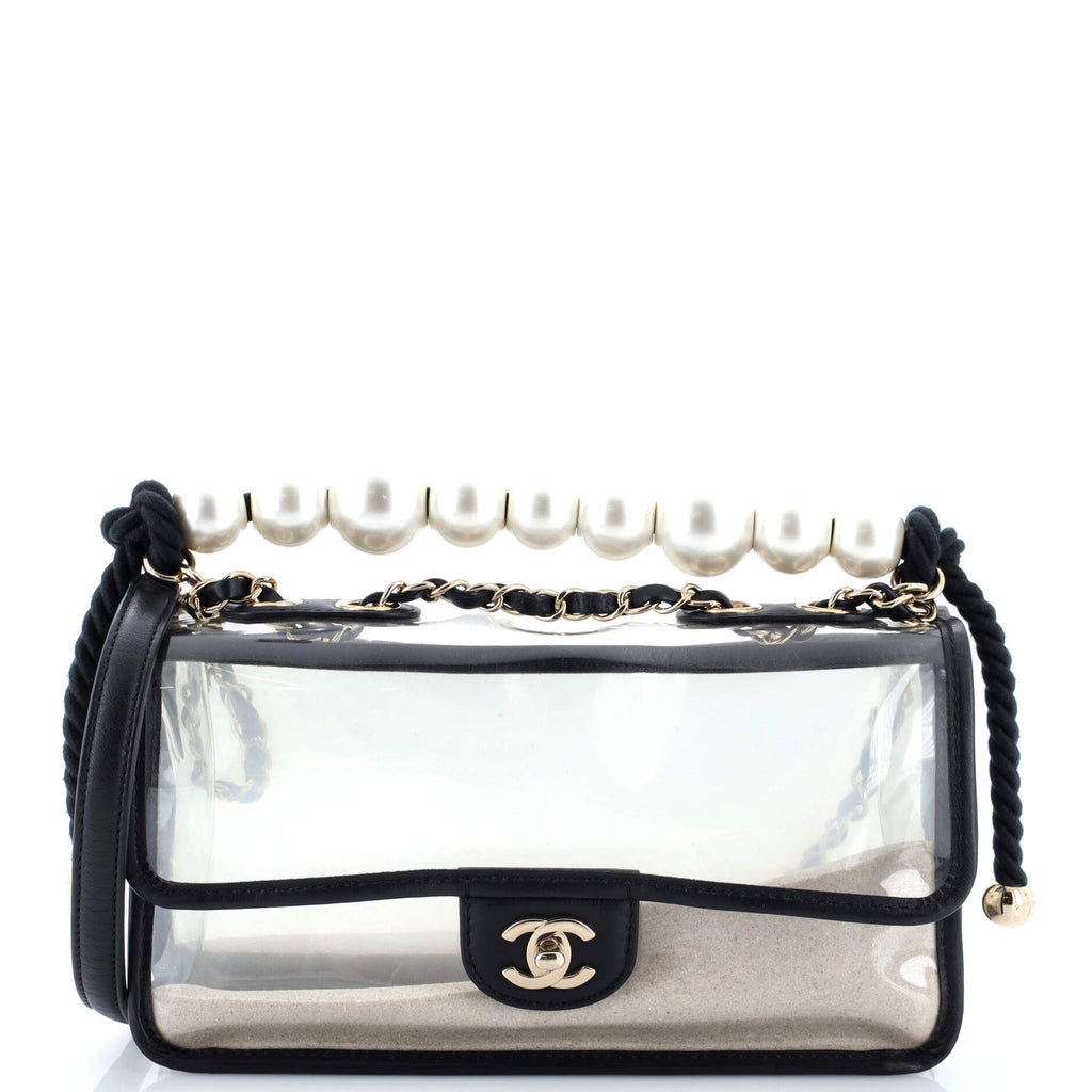 Sand By The Sea Pearl Flap Bag PVC with Lambskin Medium