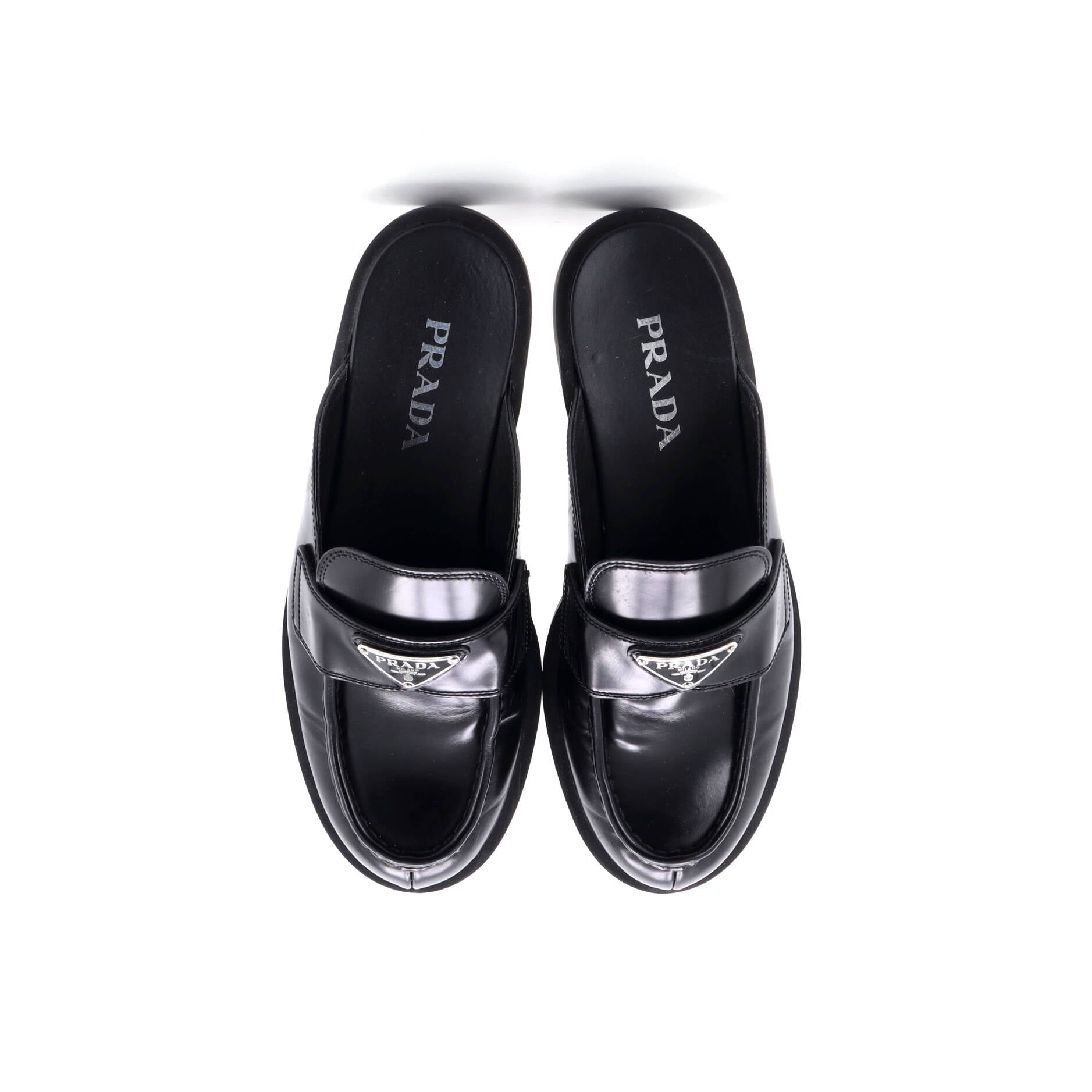 Women's Triangle Logo Slide Mules Leather