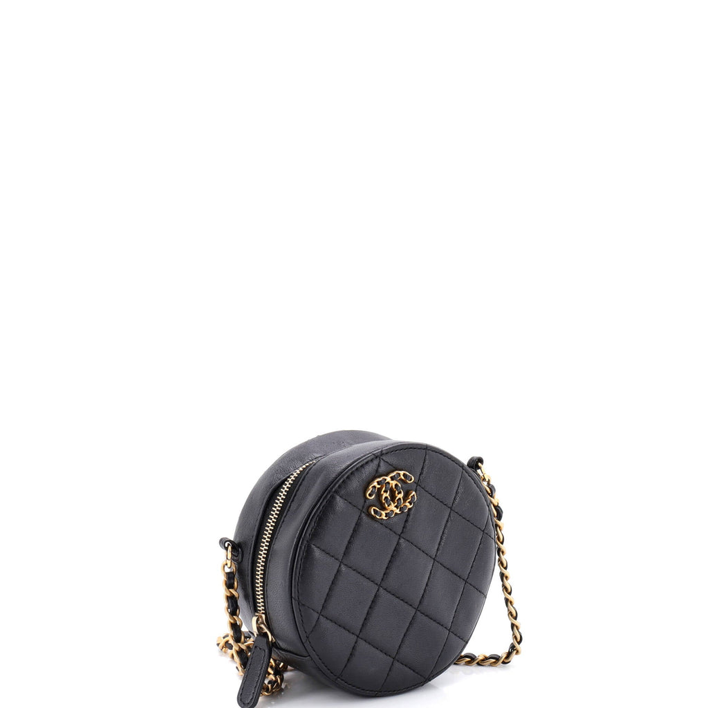 Chain Infinity Round Clutch with Chain Quilted Lambskin