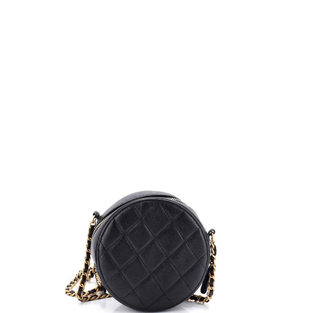Chain Infinity Round Clutch with Chain Quilted Lambskin