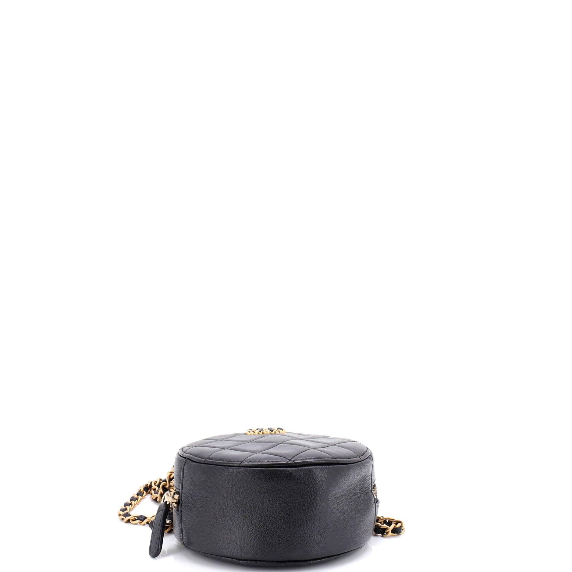 Chain Infinity Round Clutch with Chain Quilted Lambskin