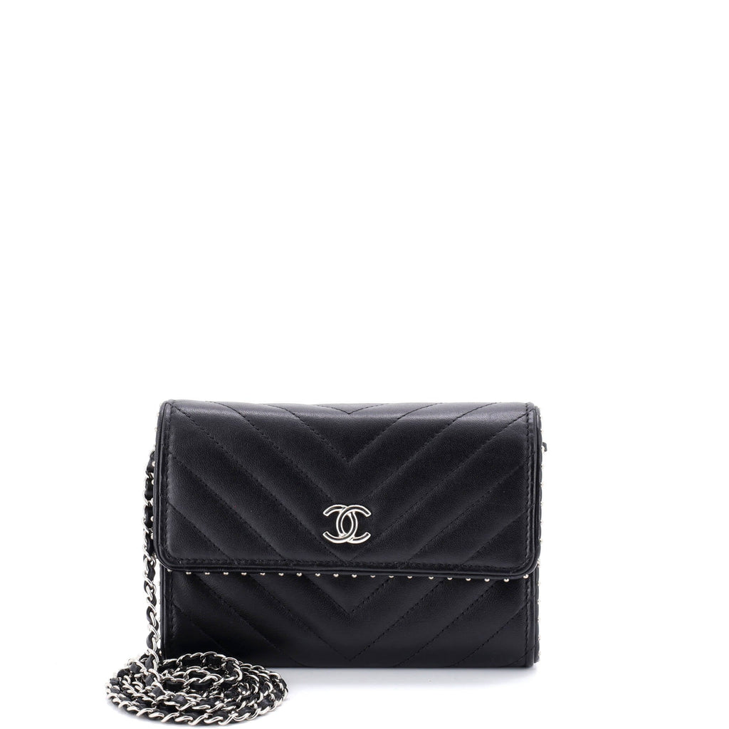Wallet on Chain Chevron Lambskin with Studded Detail Mini