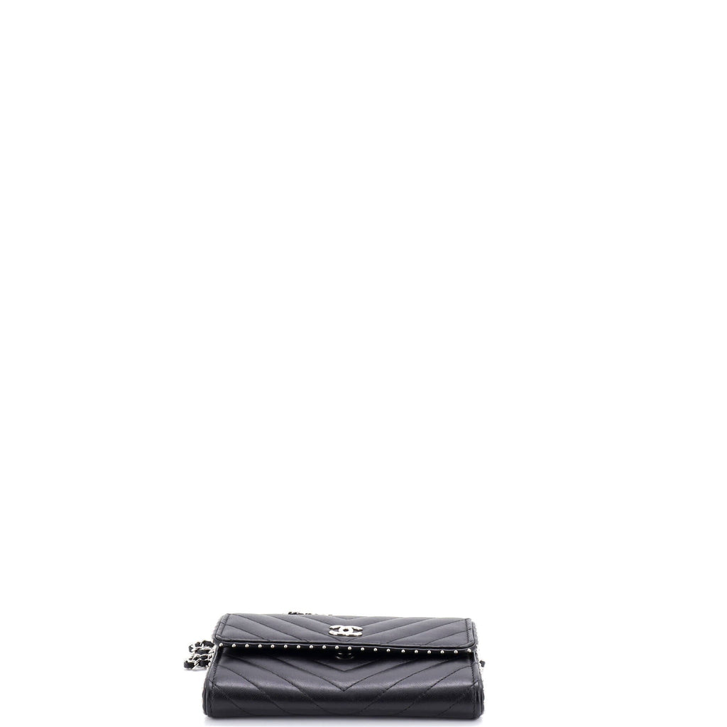Wallet on Chain Chevron Lambskin with Studded Detail Mini