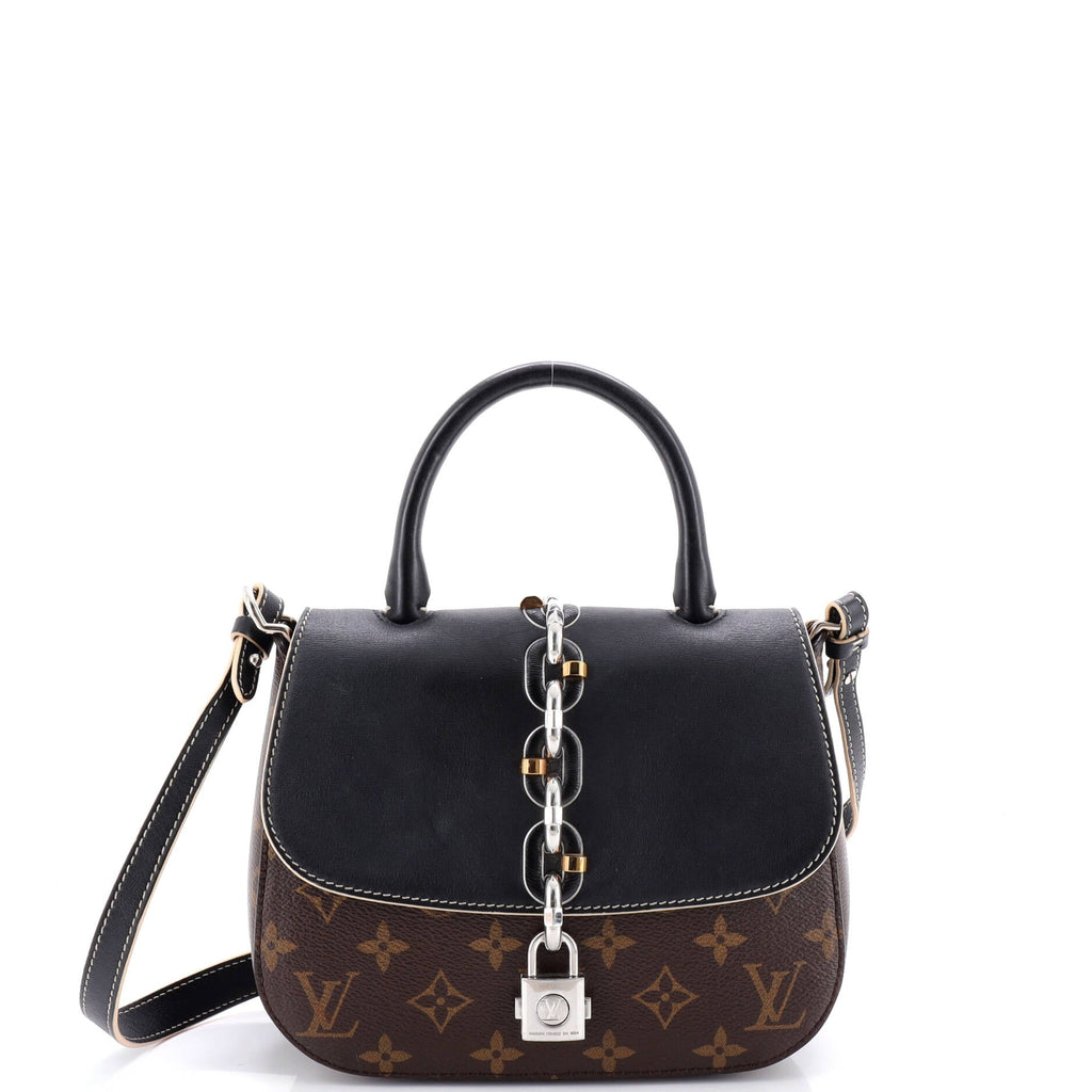 Chain It Handbag Monogram Canvas with Leather PM