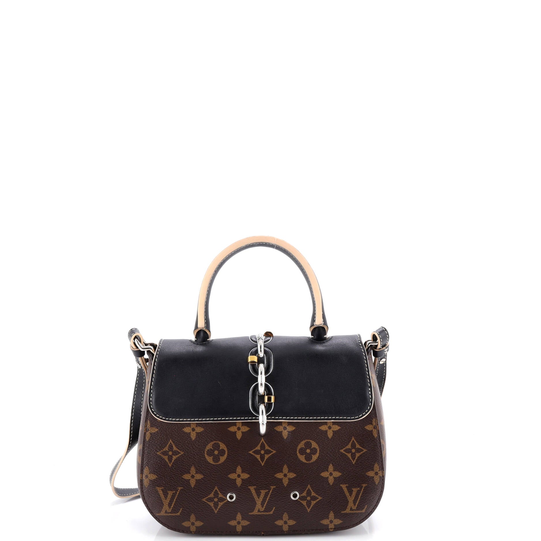 Chain It Handbag Monogram Canvas with Leather PM