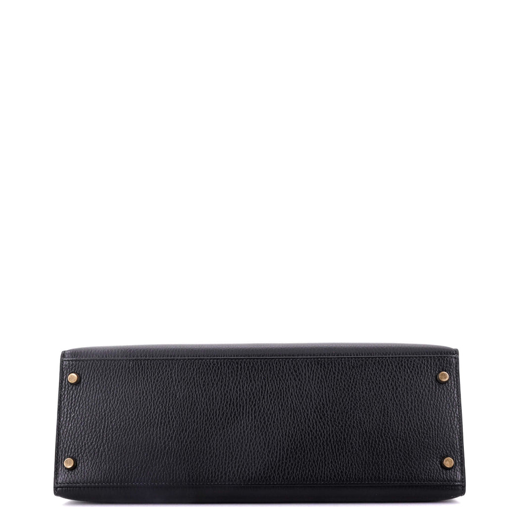 Kelly Handbag Noir Ardennes with Gold Hardware 35