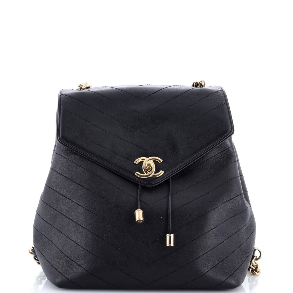 Coco Chevron Backpack Stitched Calfskin Small