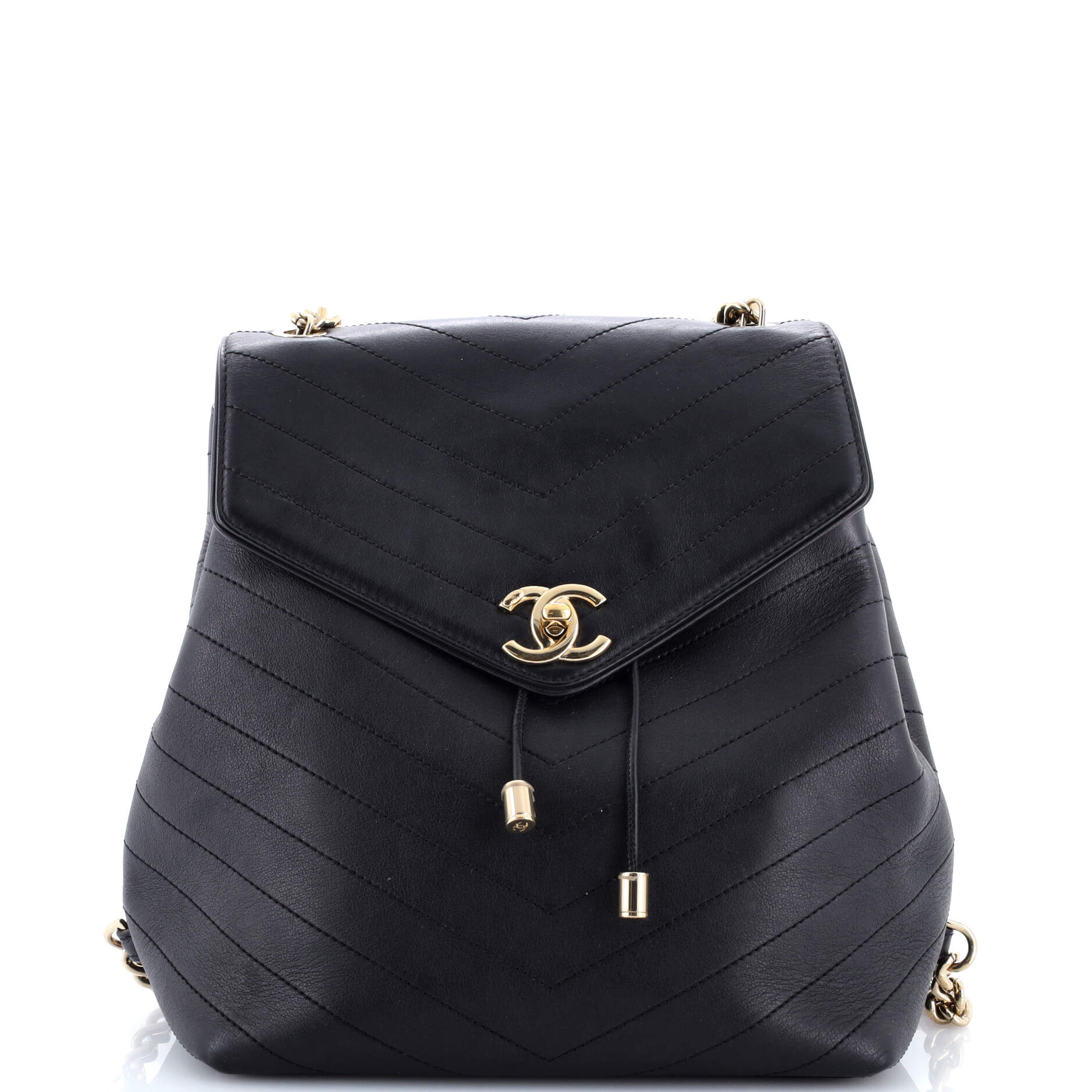 Coco Chevron Backpack Stitched Calfskin Small