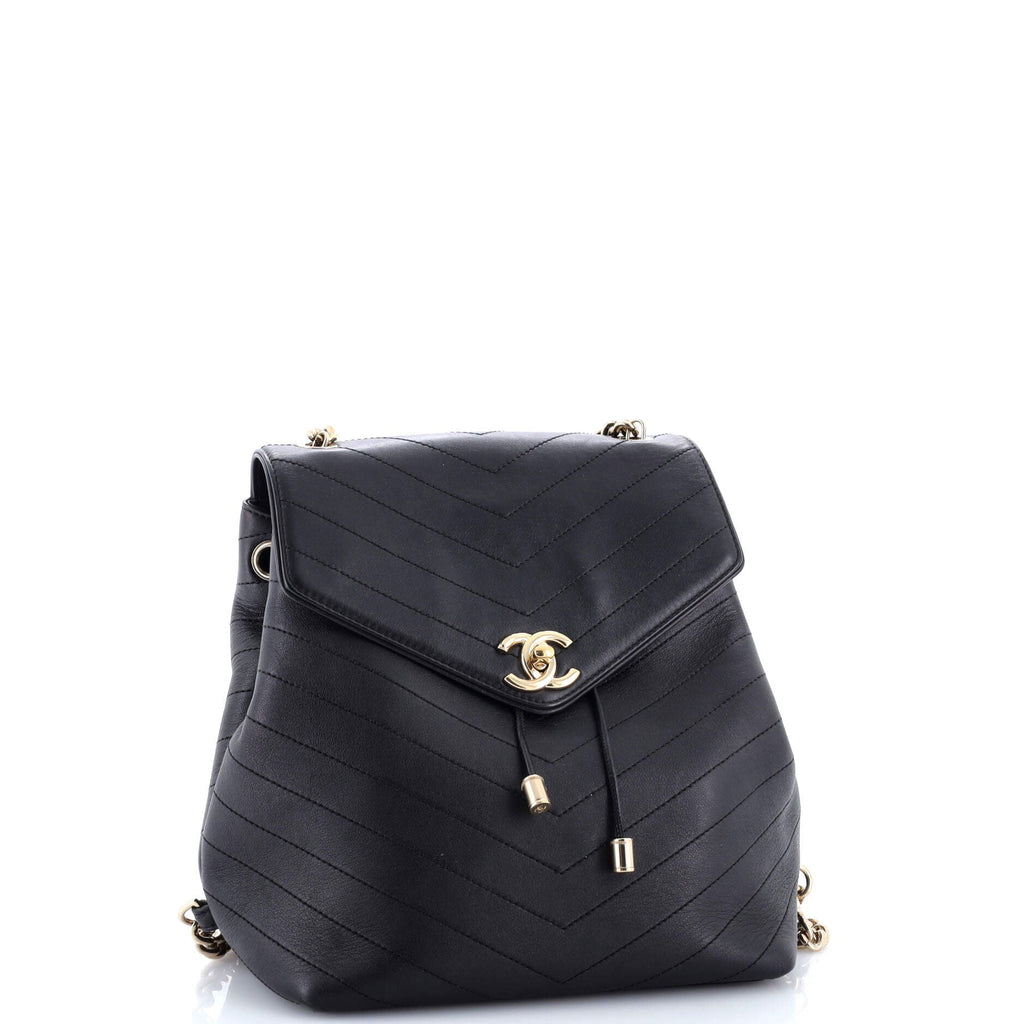 Coco Chevron Backpack Stitched Calfskin Small