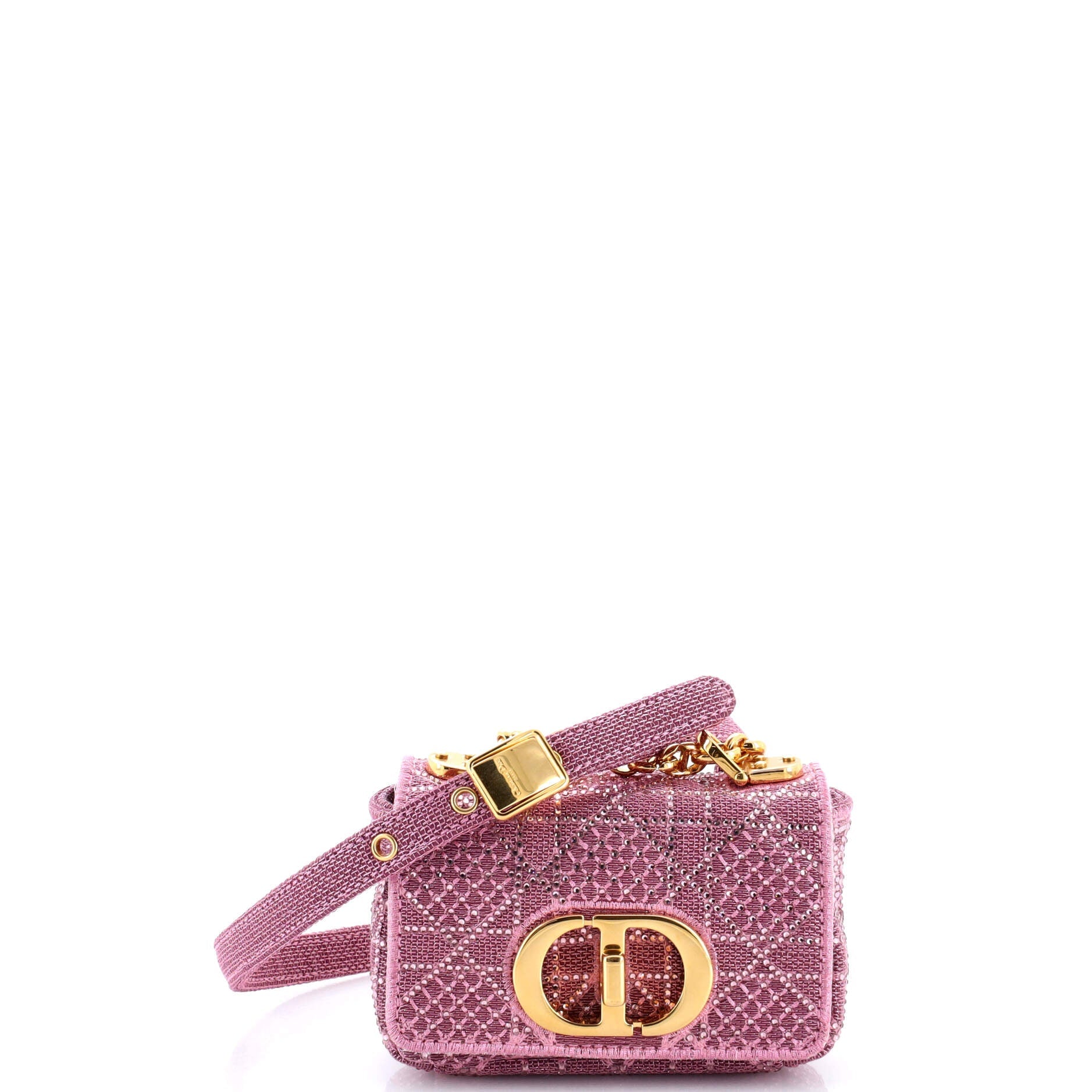 Caro Bag Crystal Embellished Cannage Quilt Canvas Micro